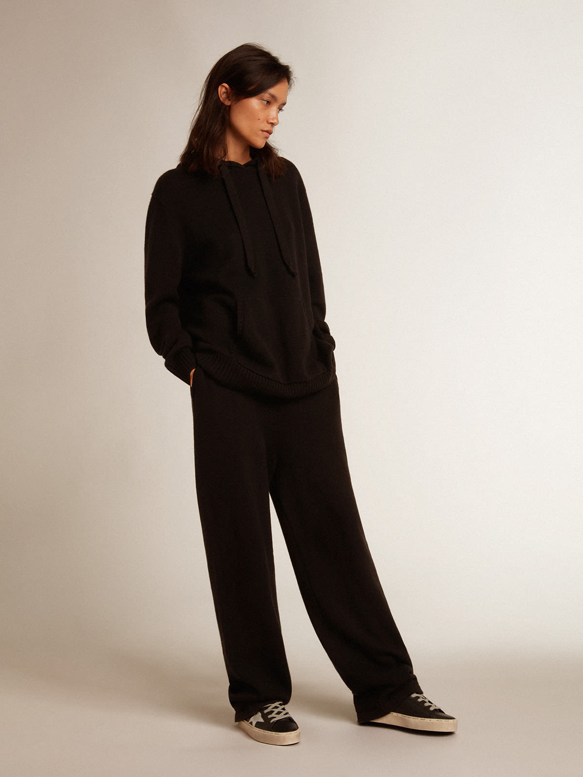 Golden Goose - Women’s black cashmere blend sweatshirt with hood  in 