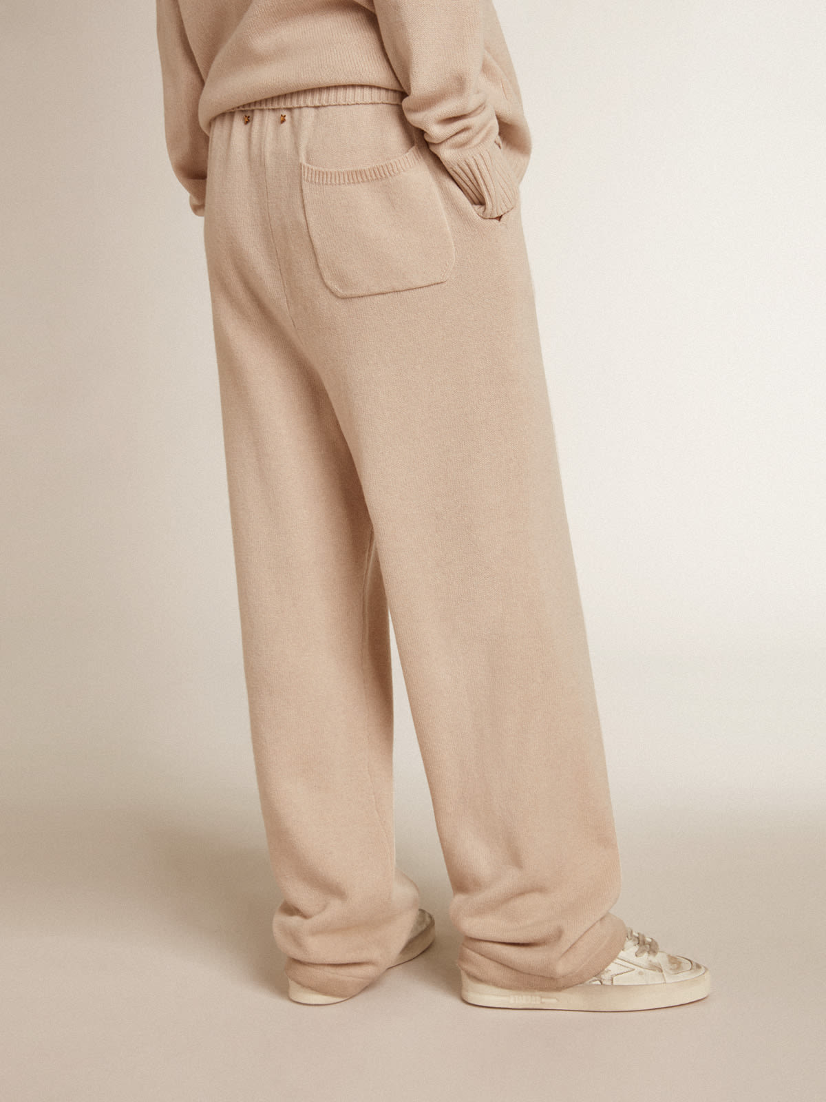 Pantalon de jogging pour femme en cachemire mélangé blanc naturel