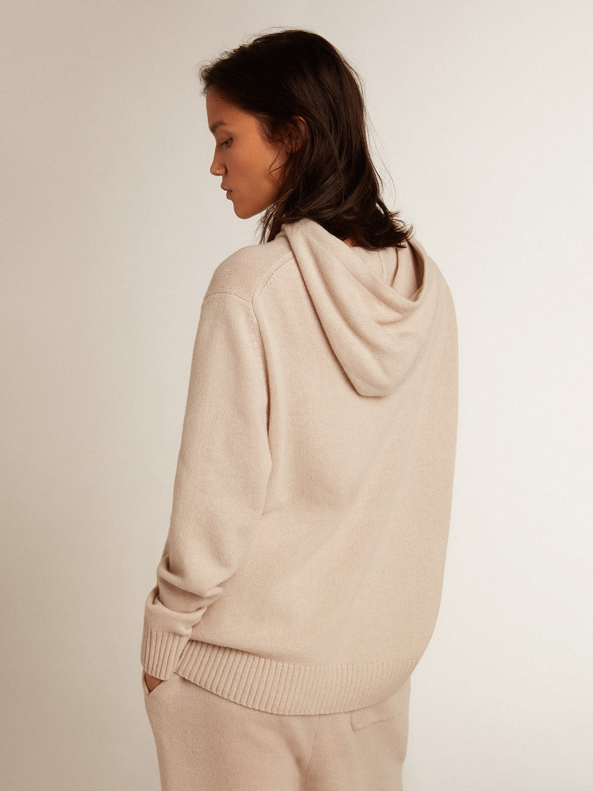Golden Goose - Women’s white cashmere blend sweatshirt with hood  in 