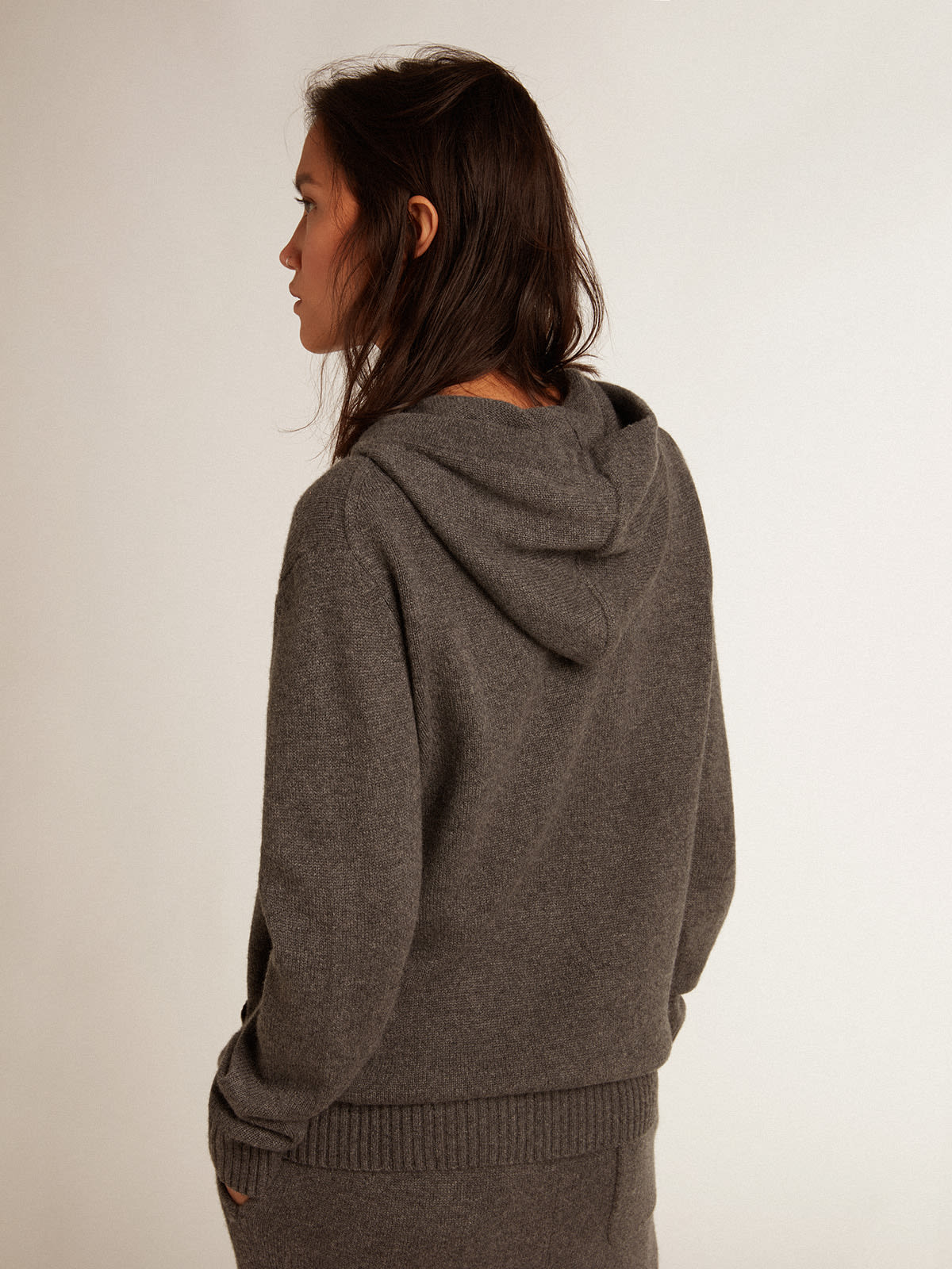 Golden Goose - Women’s gray cashmere blend sweatshirt with hood in 