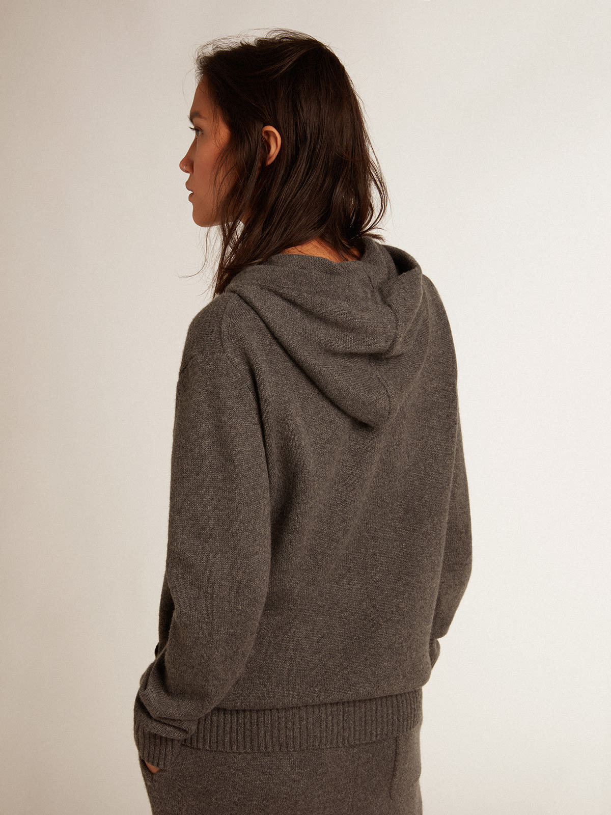 Sweat shirt pour femme en cachemire m lang capuche gris