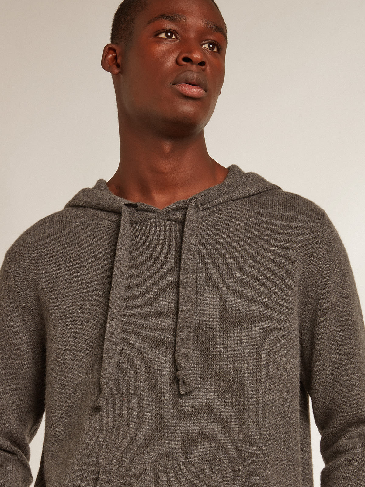 Golden Goose - Men’s gray melange cashmere blend sweatshirt with hood in 