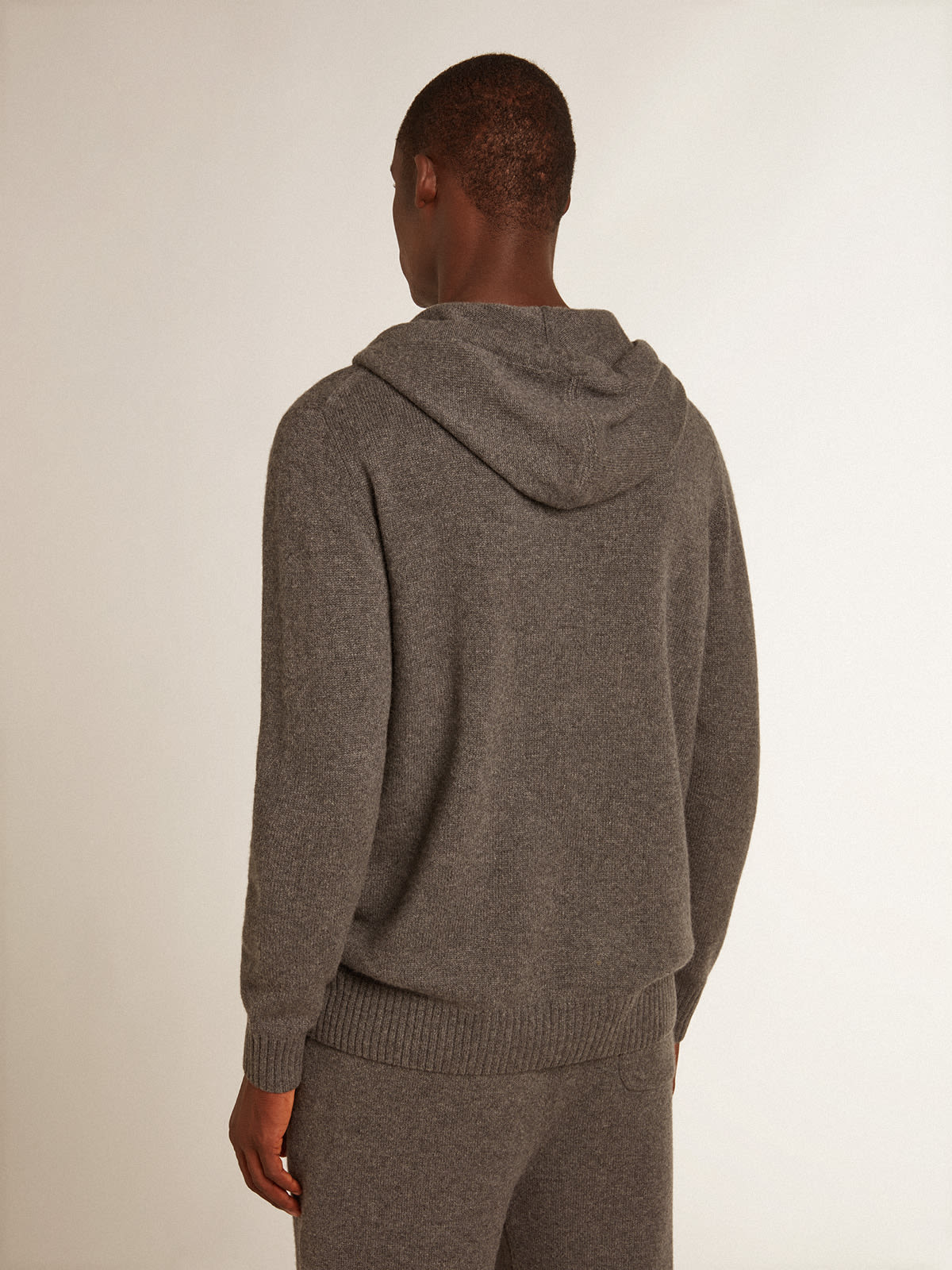 Golden Goose - Men’s gray melange cashmere blend sweatshirt with hood in 