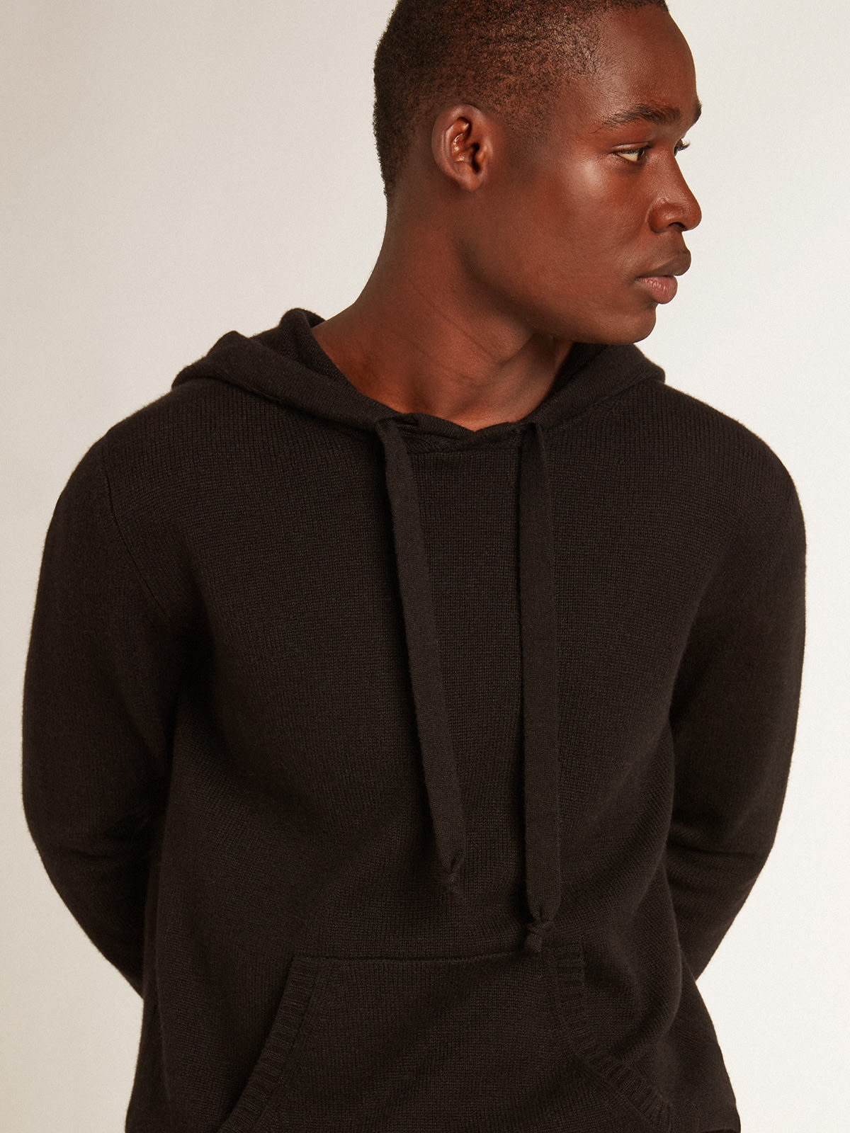 Golden Goose - Men’s black cashmere blend sweatshirt with hood in 
