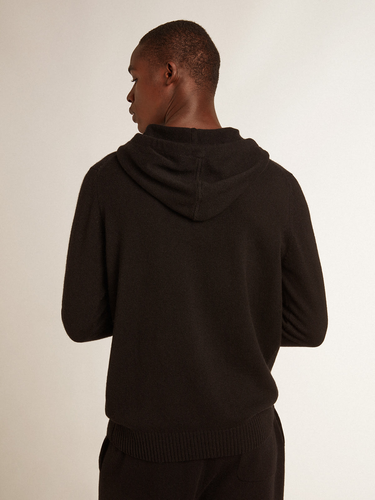 Golden Goose - Men’s black cashmere blend sweatshirt with hood  in 