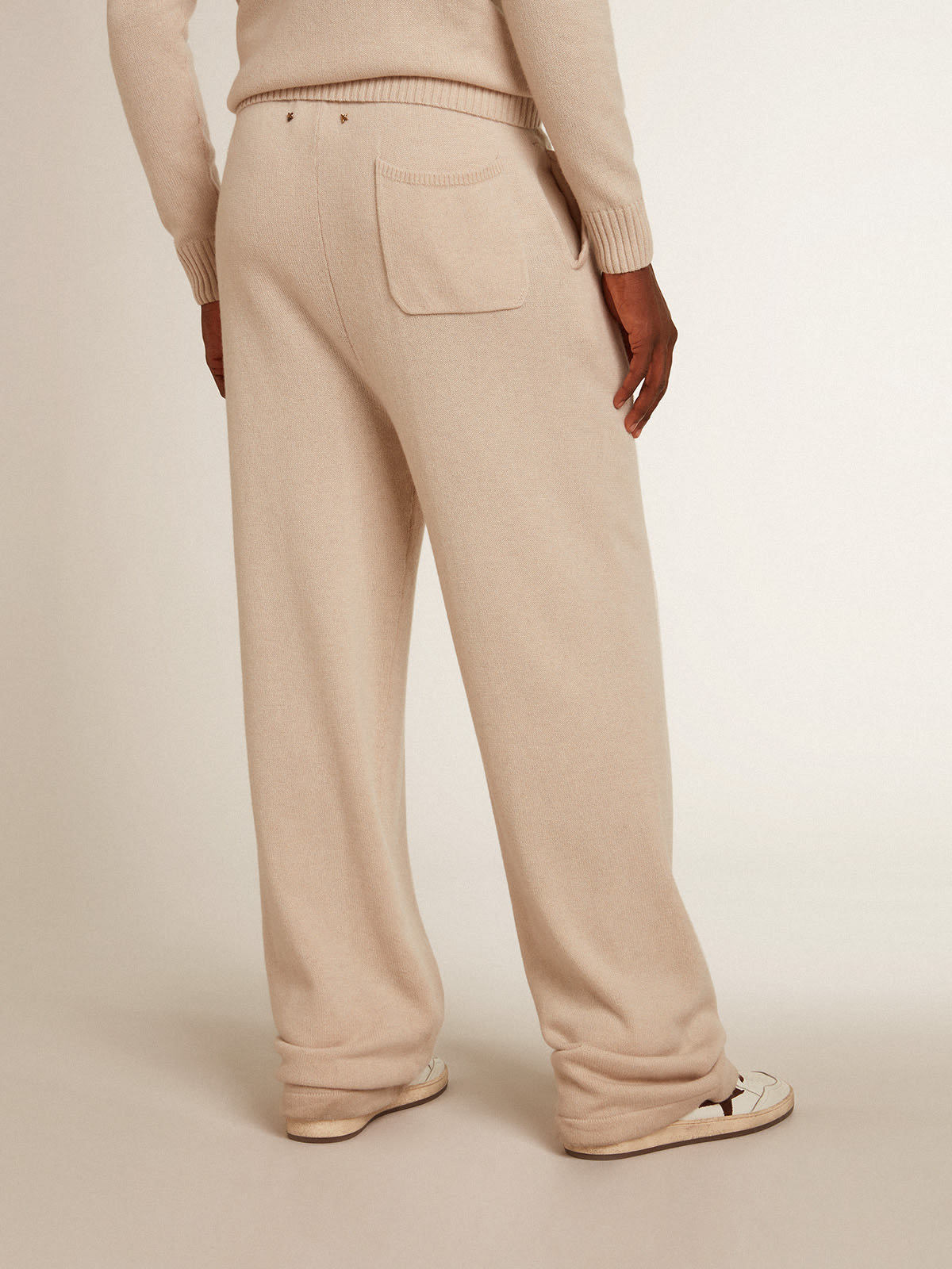 Pantalon de jogging pour femme en cachemire mélangé blanc naturel