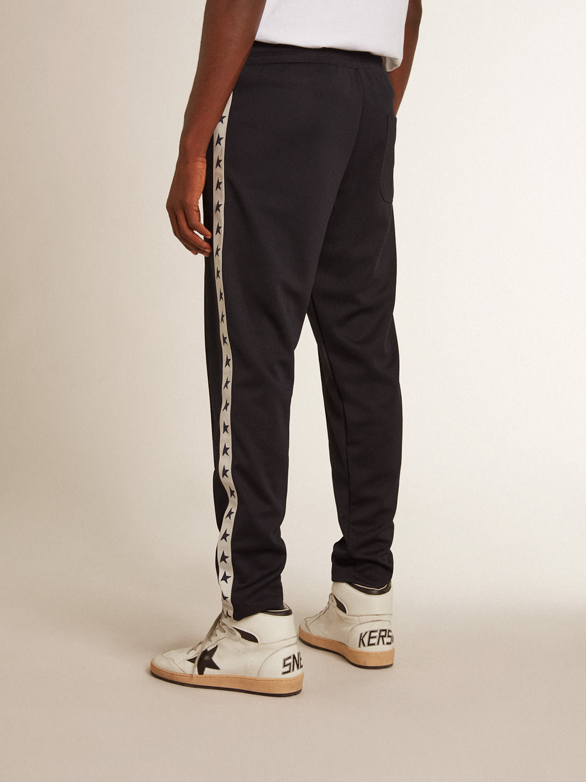 Golden Goose - Dark blue joggers with contrasting strip and stars in 