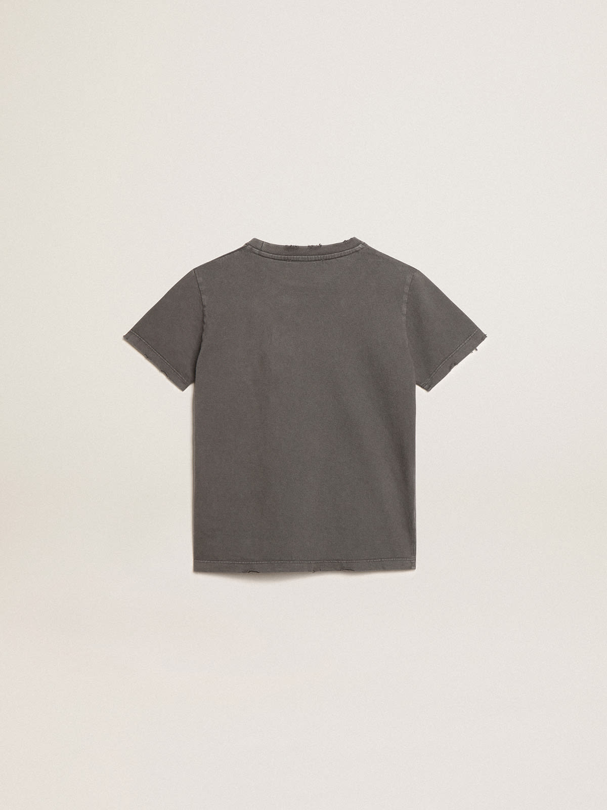 Golden Goose - Camiseta de color gris de niño con tratamiento desgastado in 