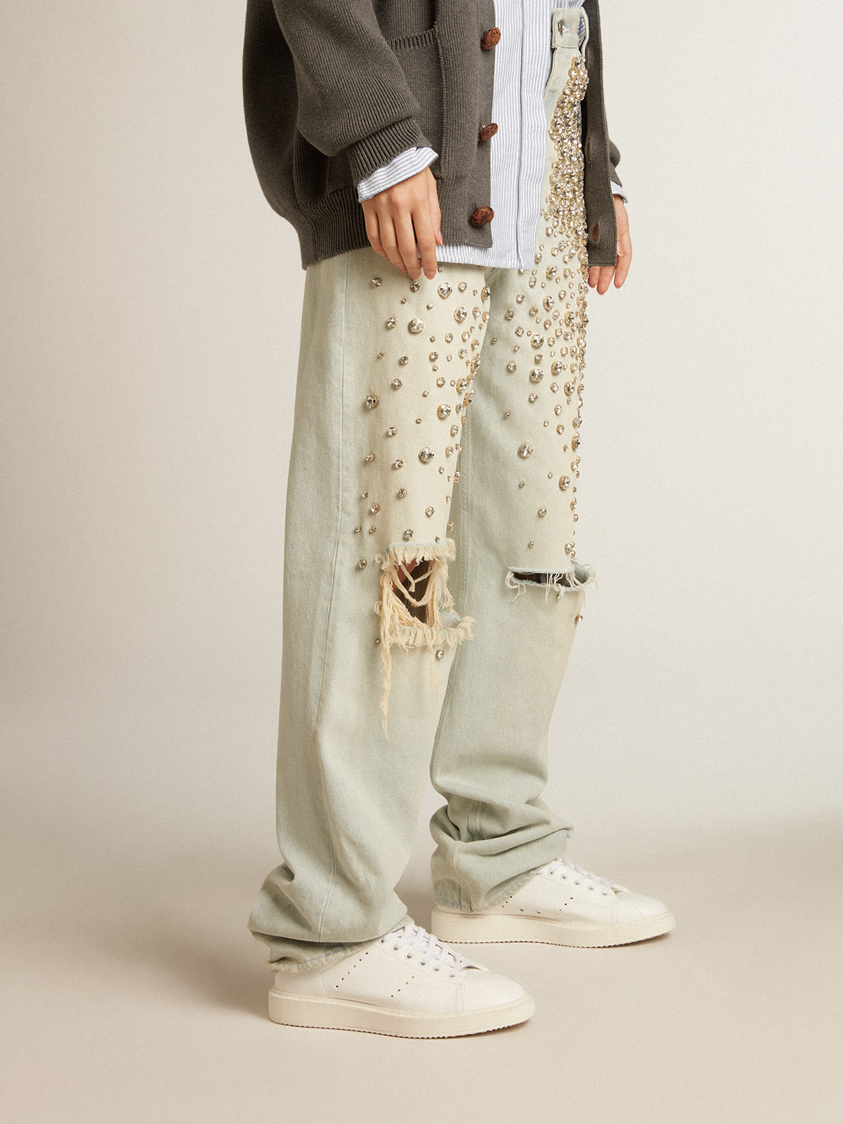 GOLDEN GOOSE STARTER ホワイト×ブラック 36