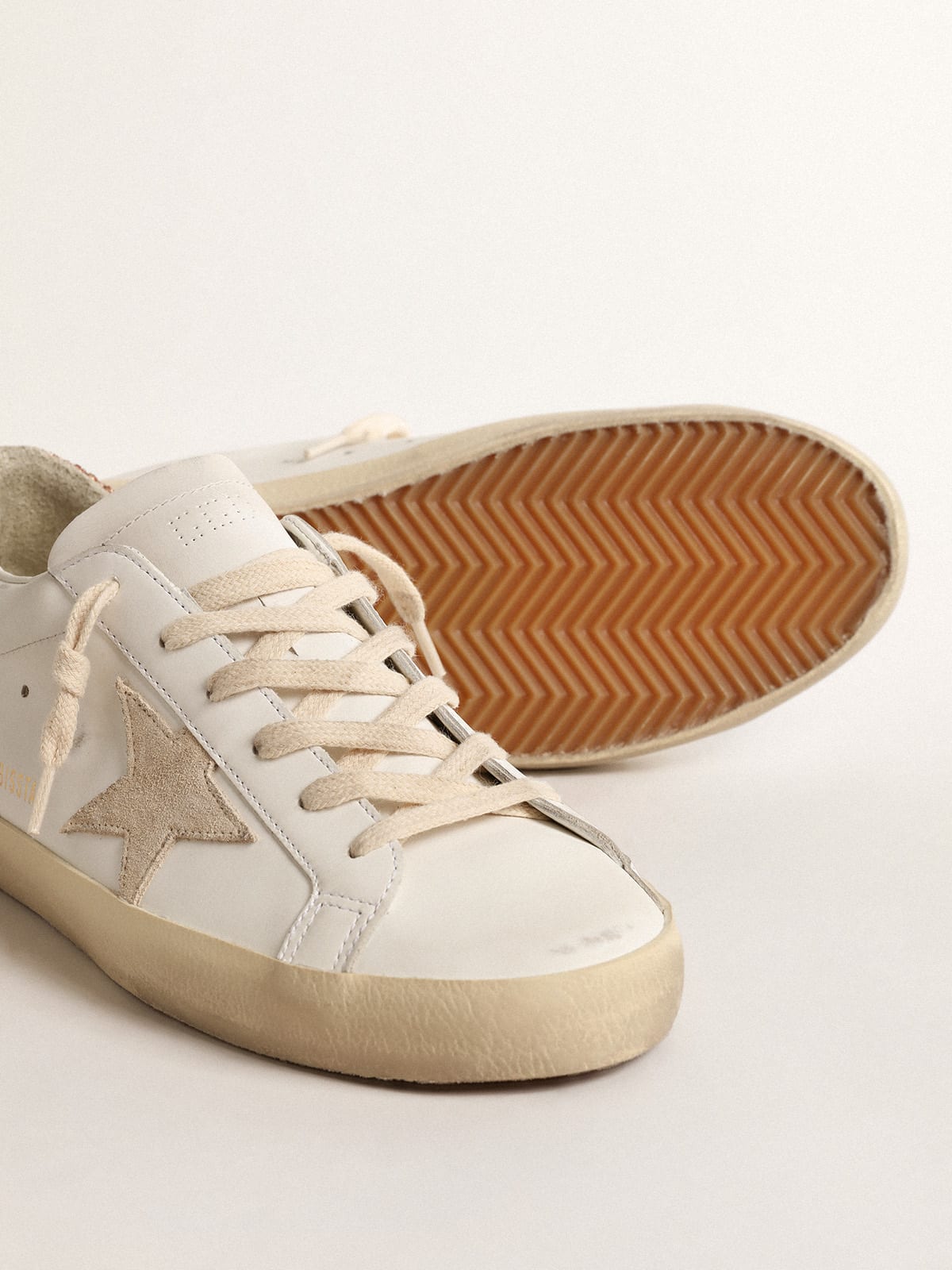Golden Goose - Super-Star with a suede star and peach-pink glitter heel tab in 