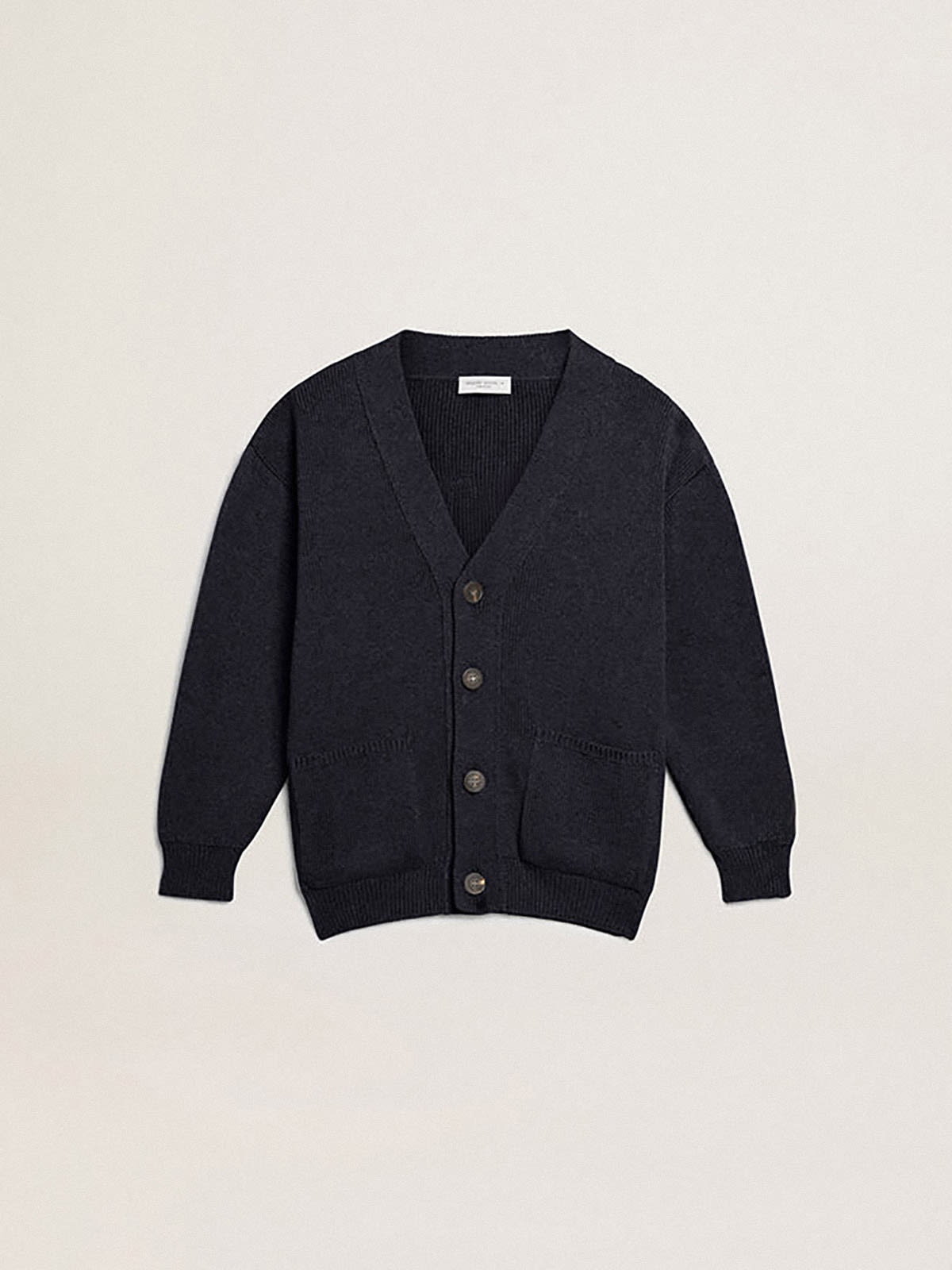 Golden Goose - Dark blue cotton cardigan with logo on the back in 