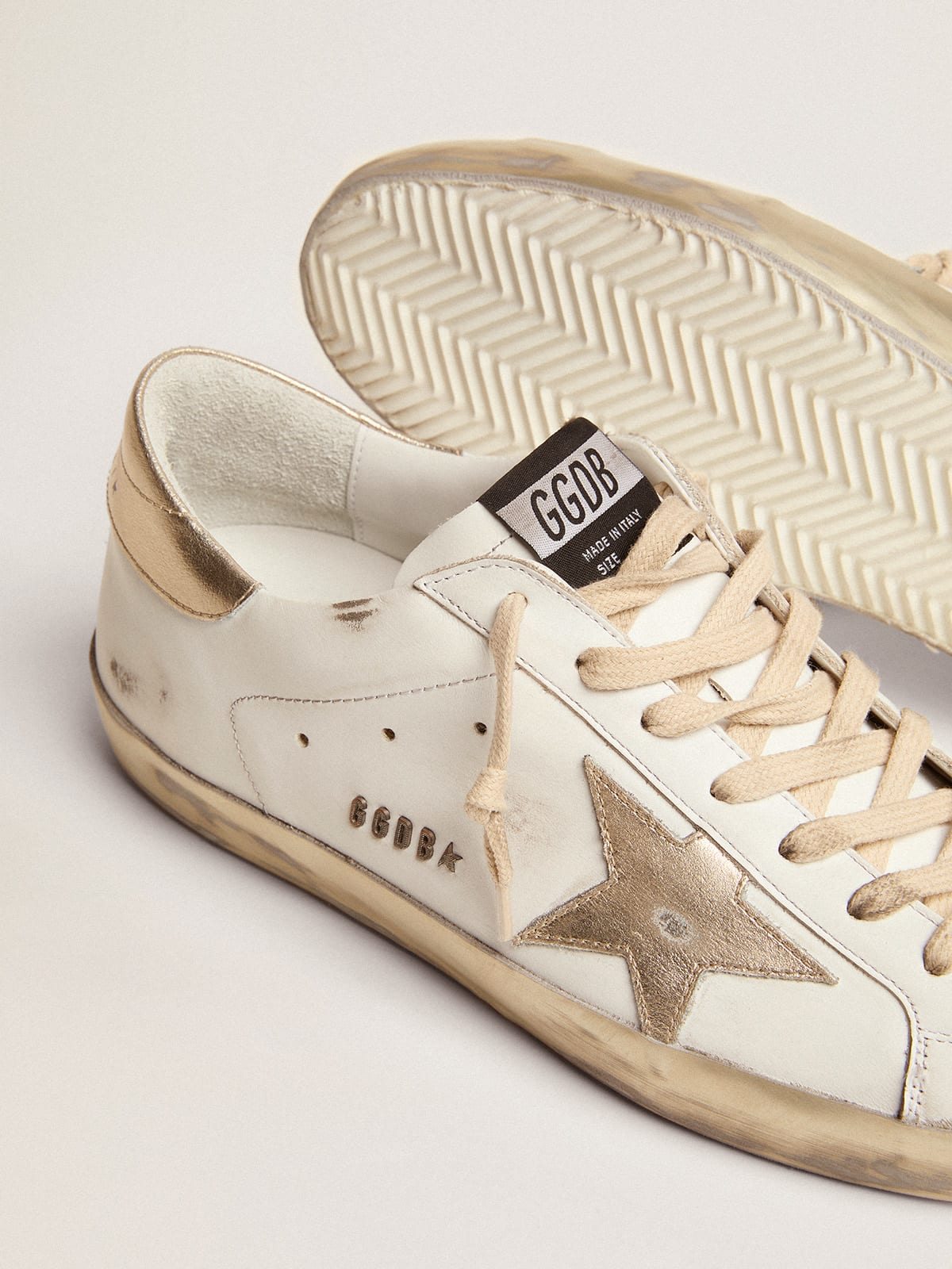 Golden Goose - Super-Star homme avec bande de renfort doré brillant et lettrage in 