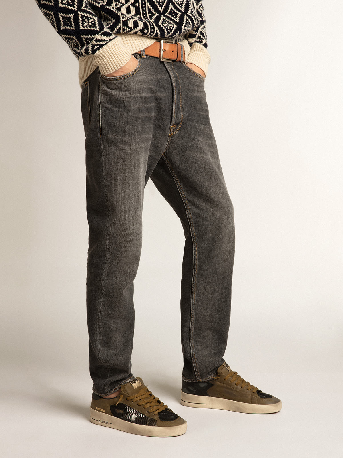 Golden Goose - Jeans neri slim fit dal lavaggio medio in 