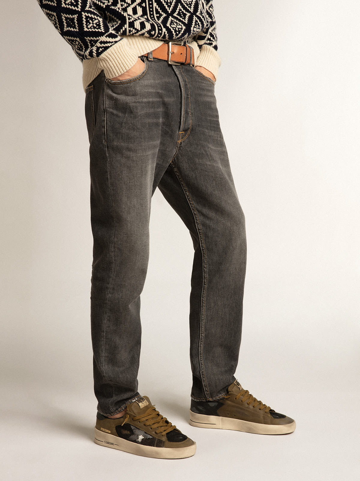 Golden Goose - Black mid-wash slim-fit jeans in 