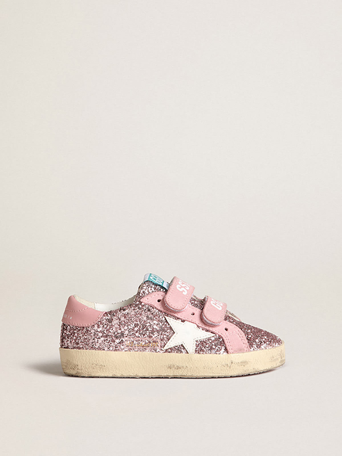 Golden Goose - Old School Junior in lilac glitter with white star and pink heel tab in 