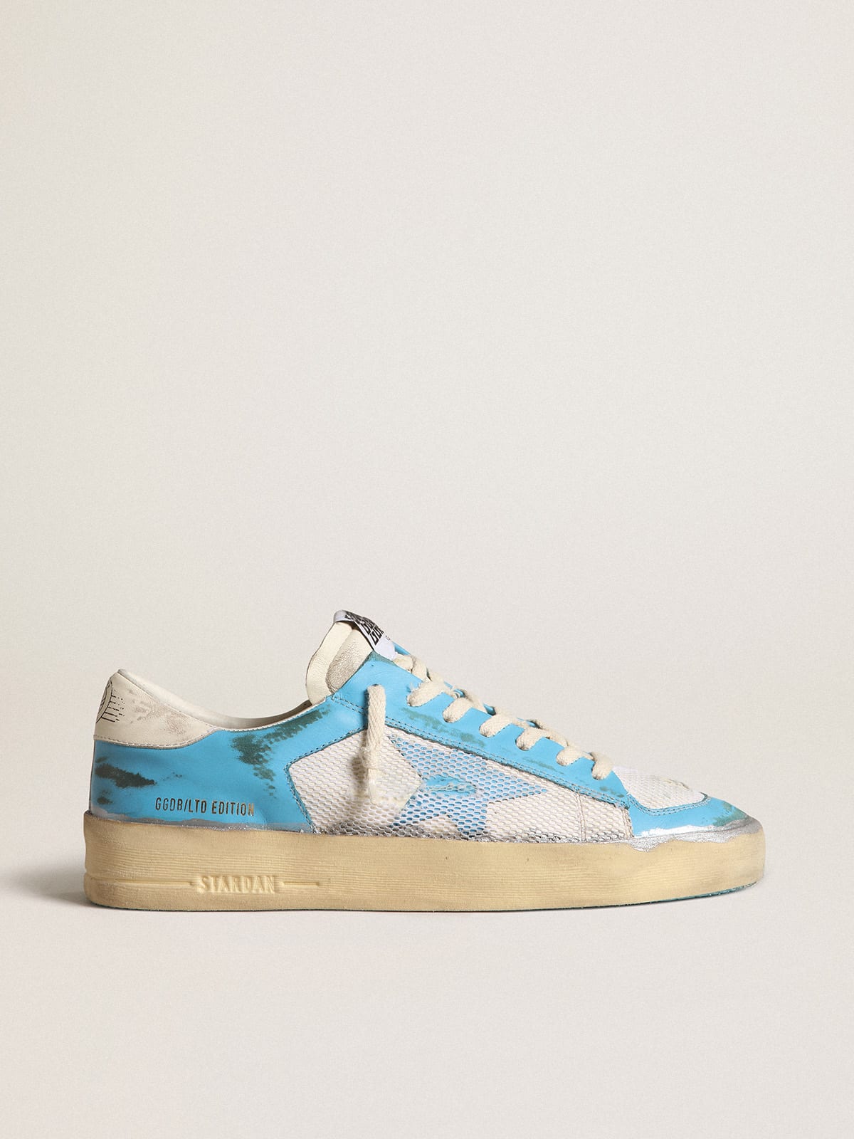 Men\'s Stardan LAB in light blue nappa leather and white mesh | Golden Goose