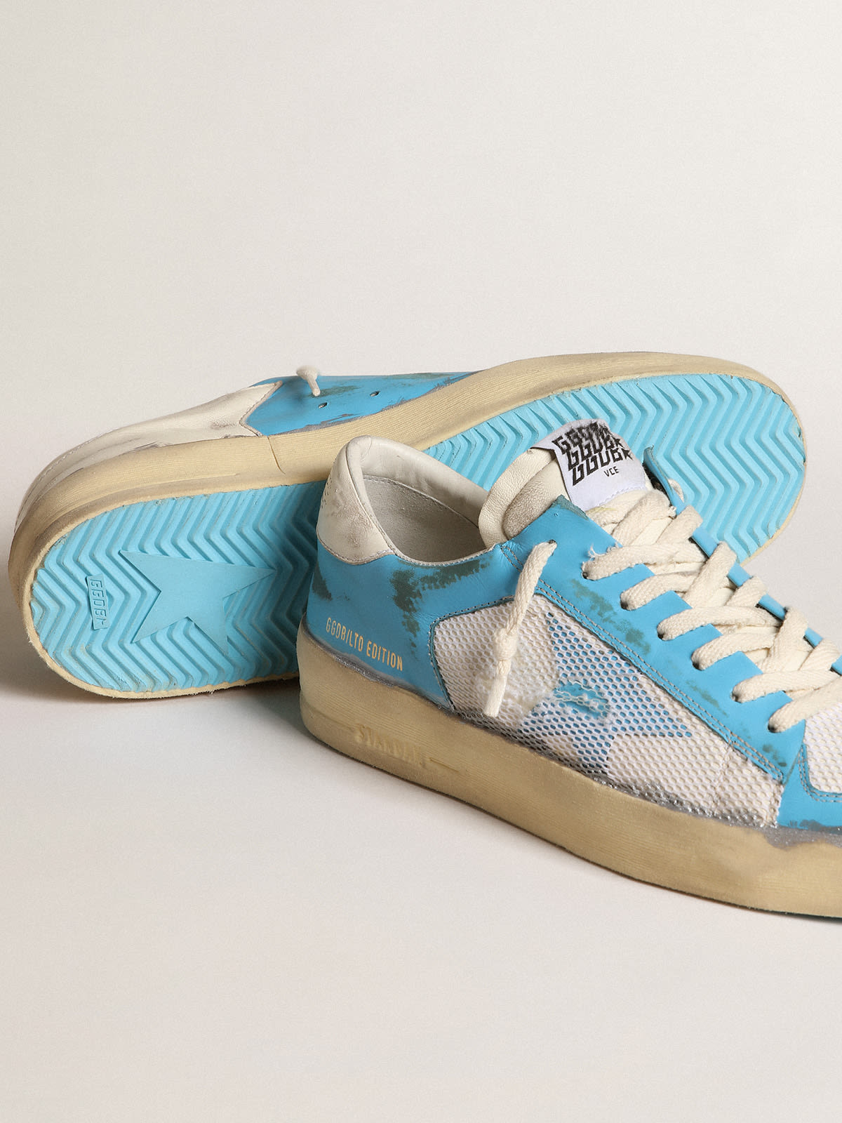 Golden Goose - Men's Stardan LAB in light blue nappa leather and white mesh in 