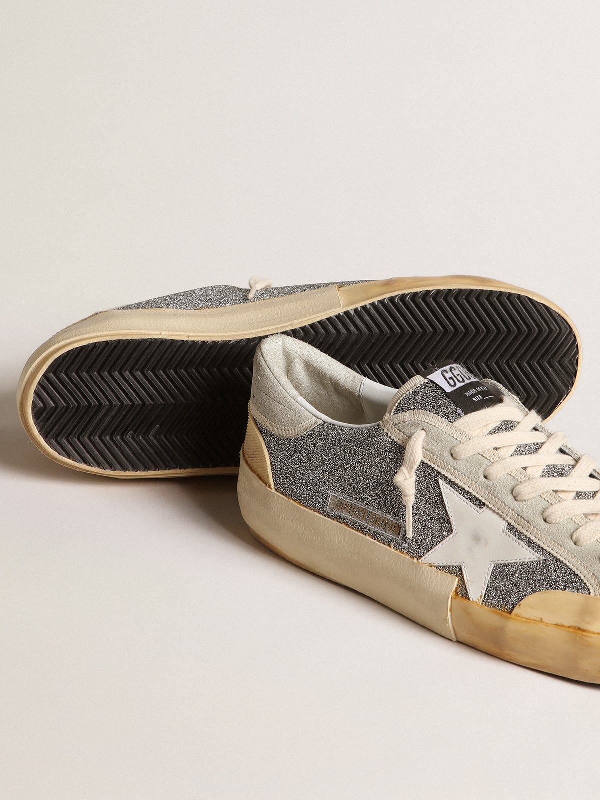 Golden Goose - Men’s Super-Star LAB with white star and Swarovski glitter upper in 