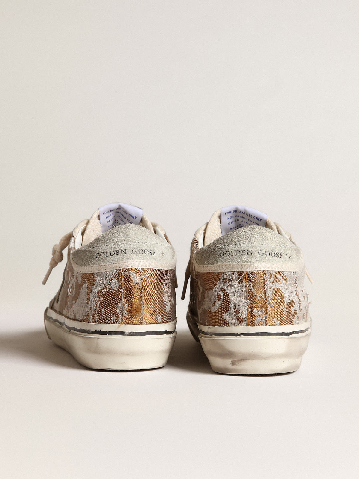 Golden Goose - Hi Star in bronze jacquard fabric with ice-gray suede star in 