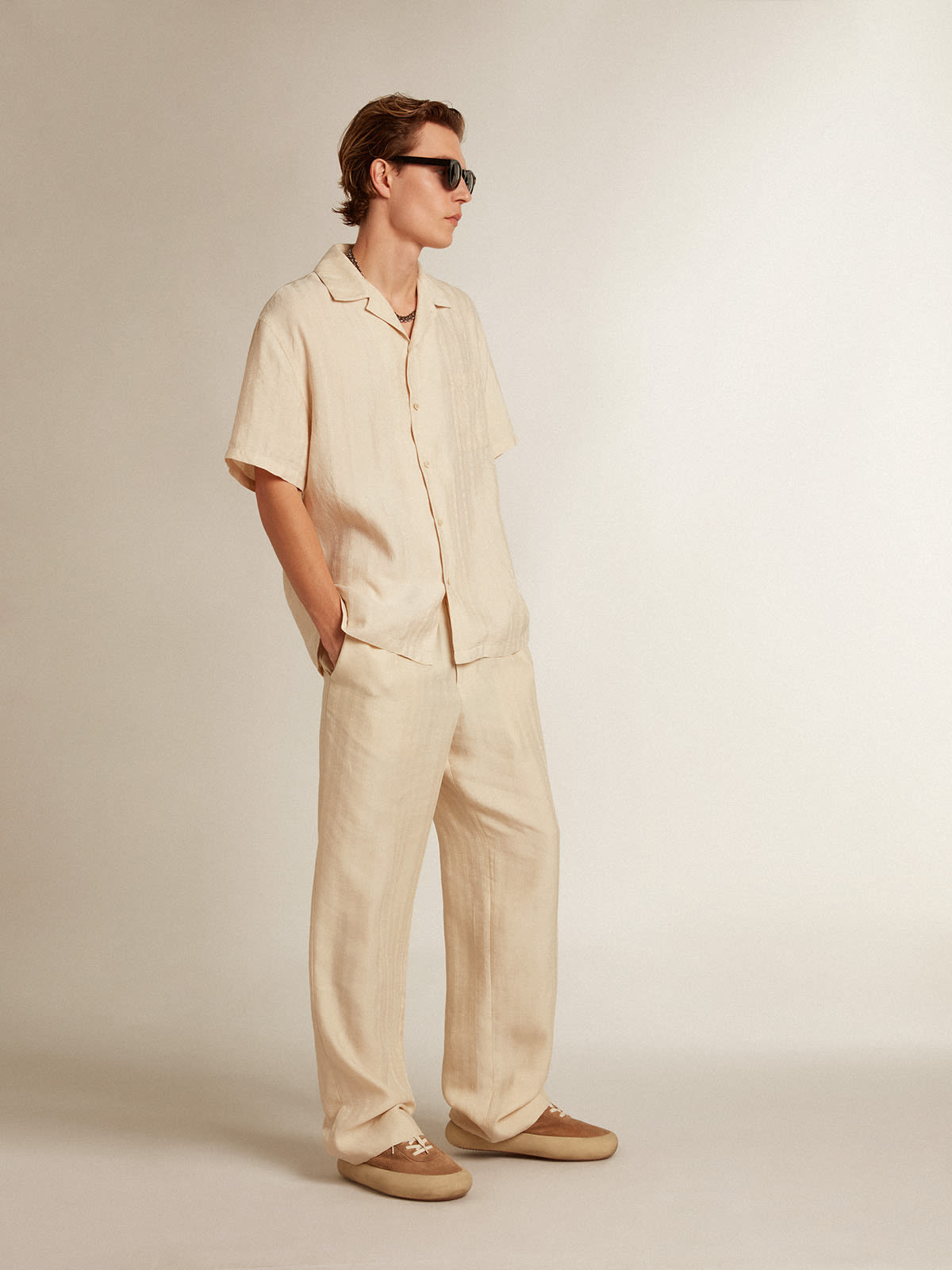 Golden Goose - Joggers in parchment-colored linen in 