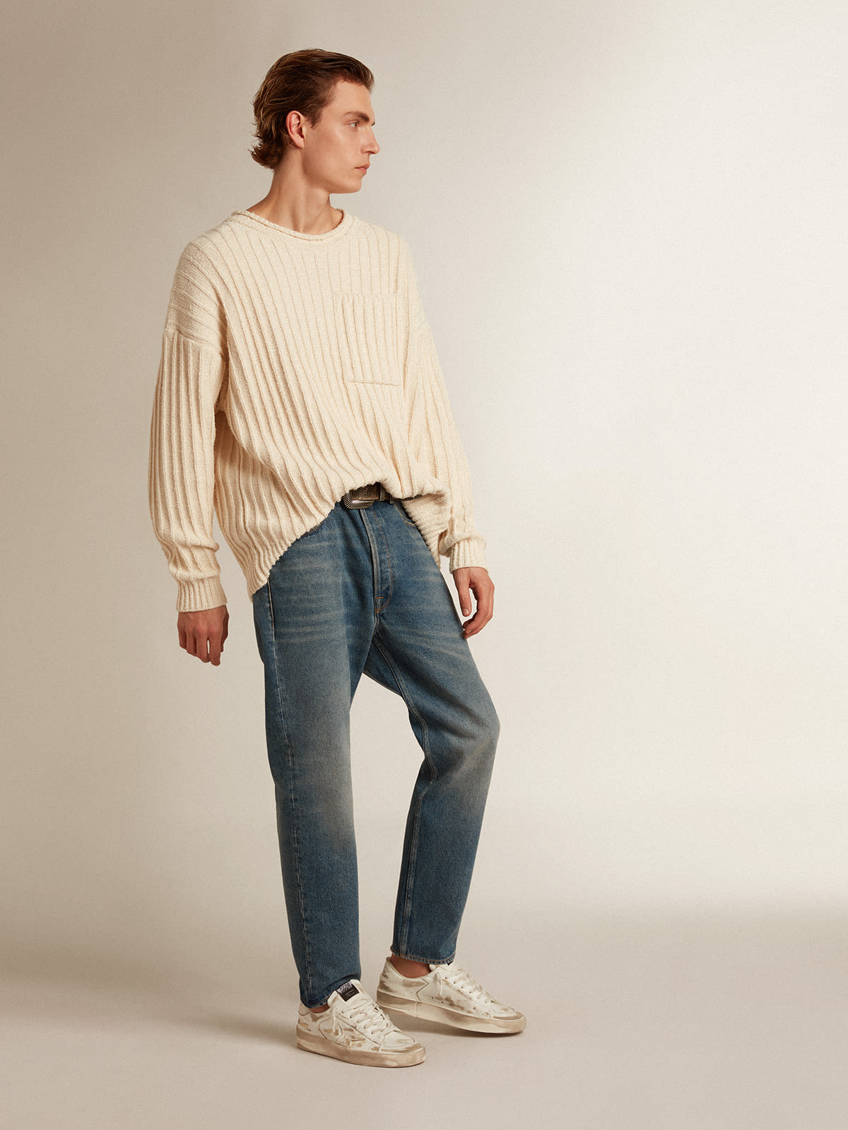 Golden Goose - Calça jeans slim masculina com lavagem média in 