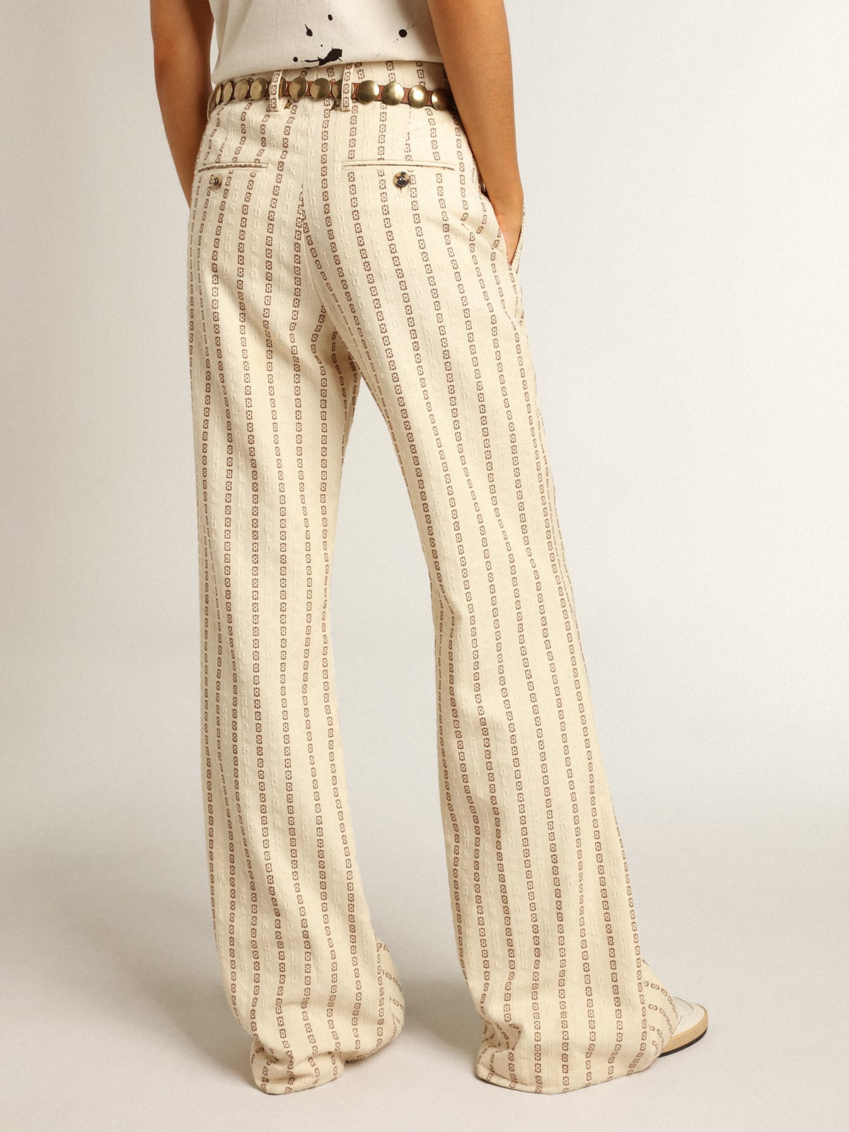 Cream colored wide outlet leg pants