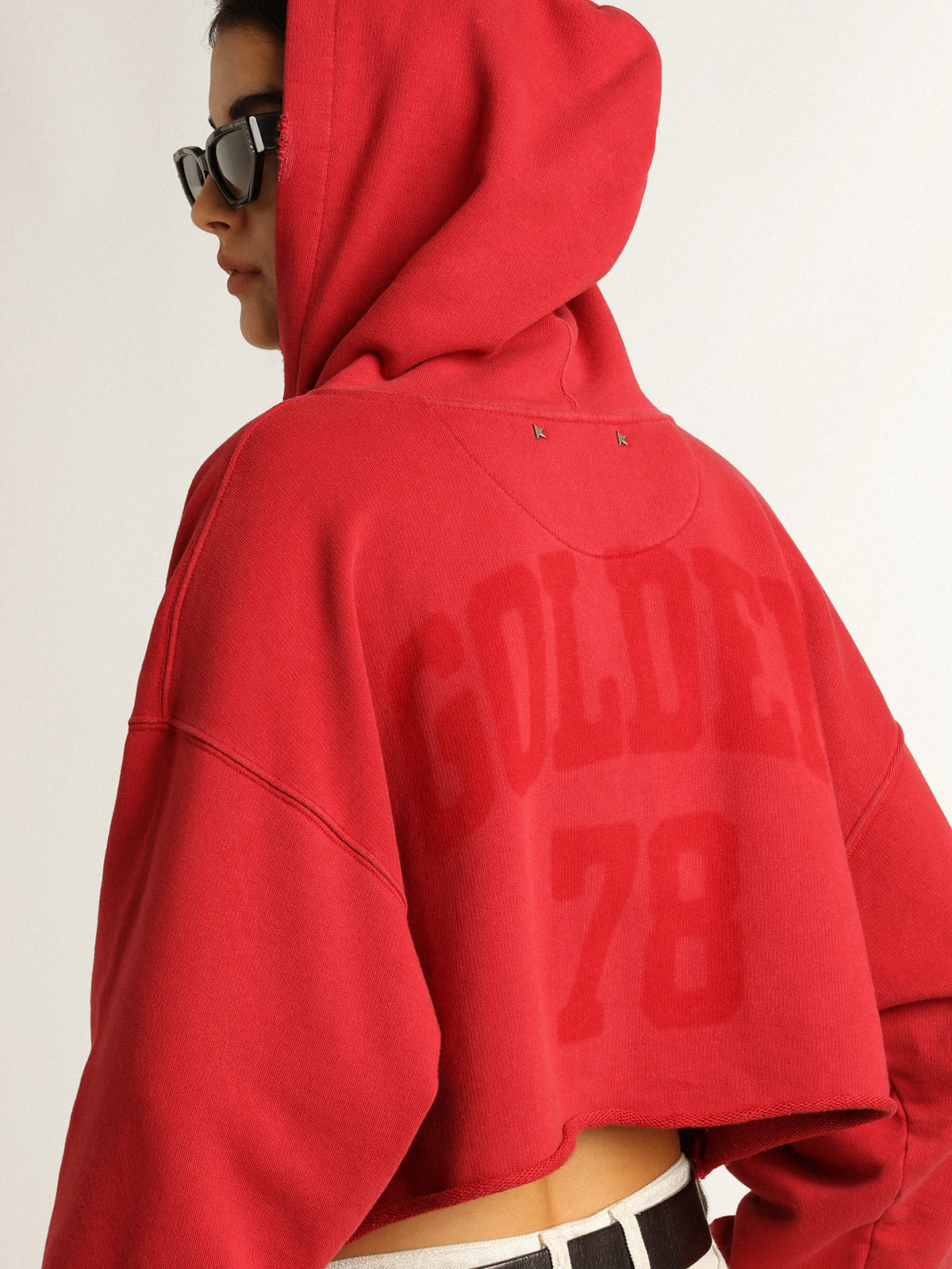 Golden Goose - Cropped hooded sweatshirt in red  in 