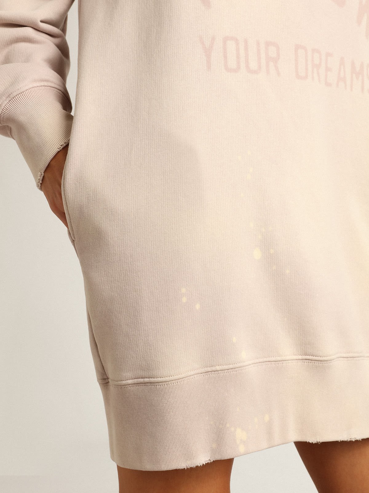 Golden Goose - Distressed-finish pale pink sweatshirt dress in 