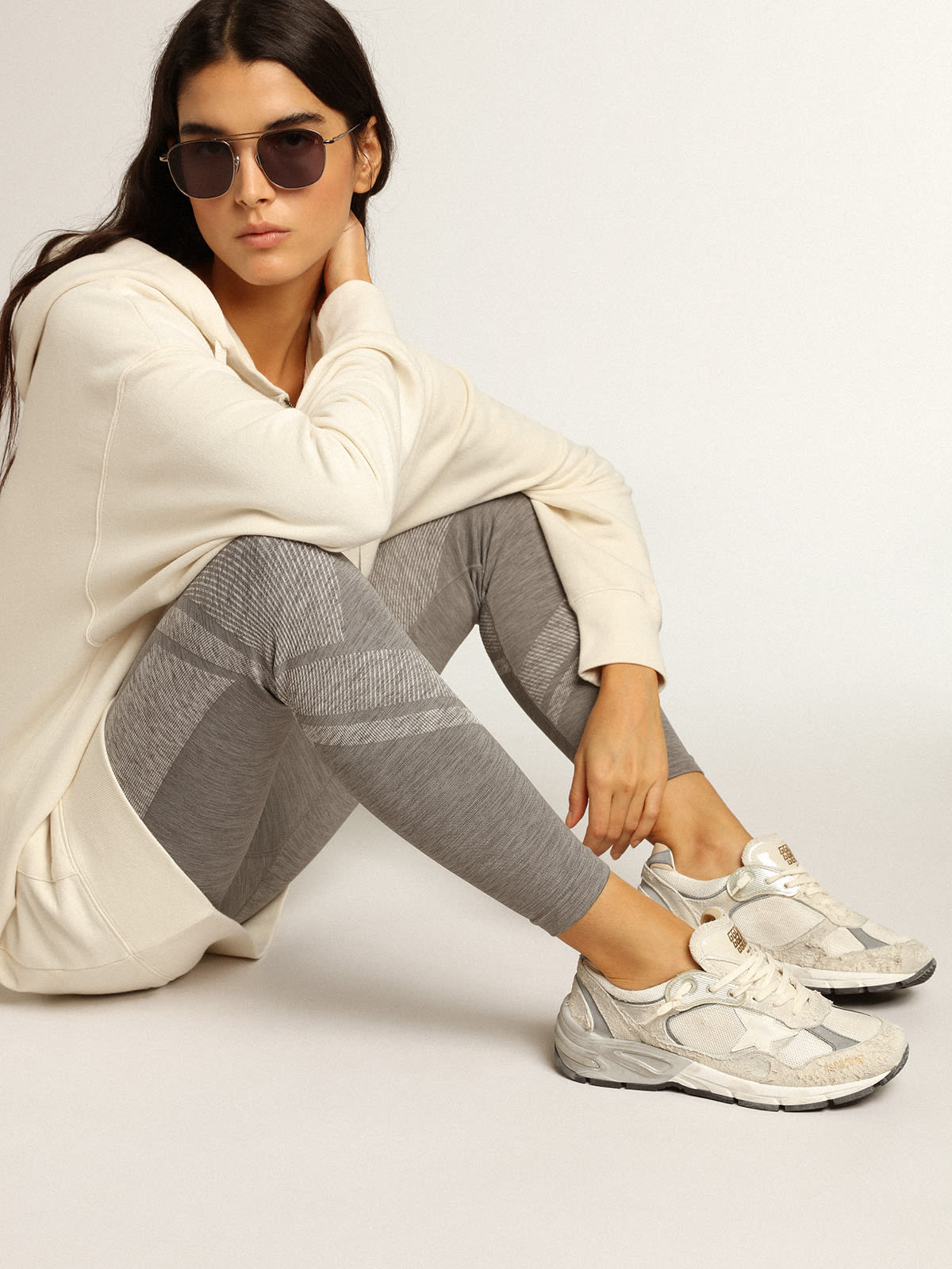 Women's Dad-Star in white mesh and suede