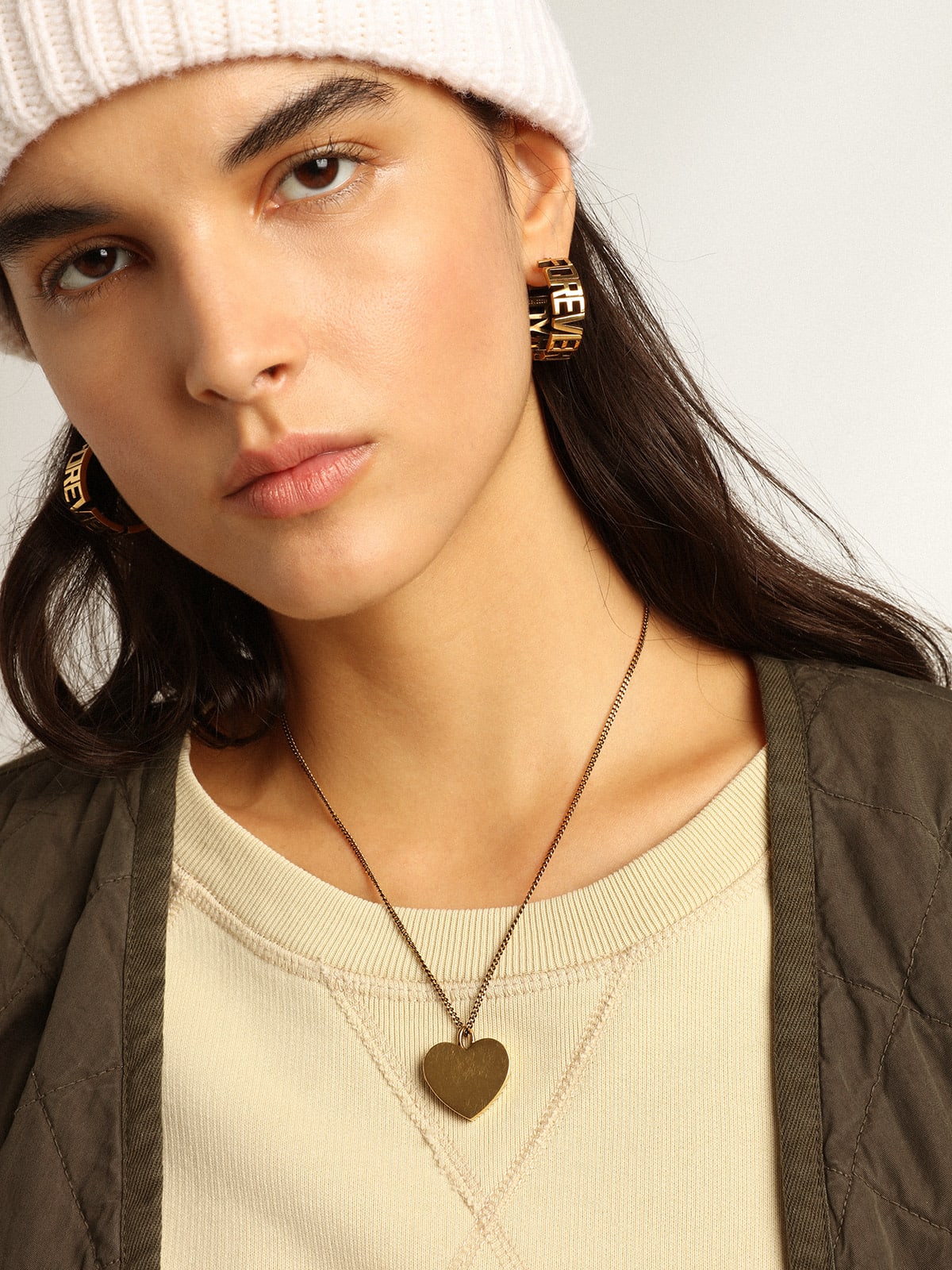 Golden Goose - Necklace in antique gold color with heart charms in 