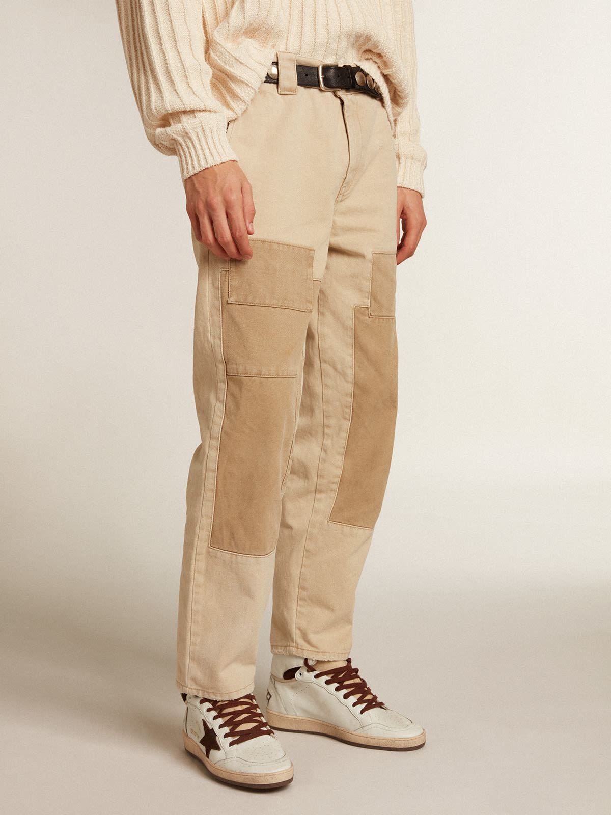 Cotton pants in beige mix