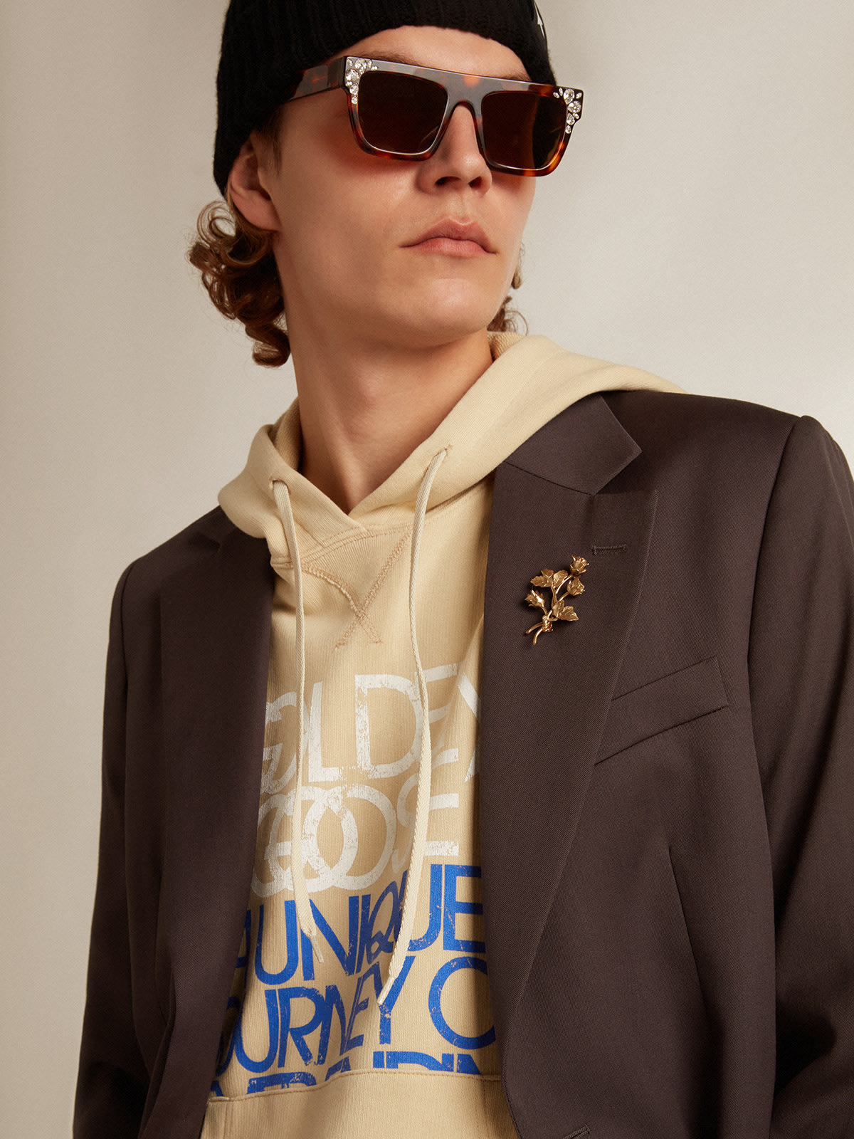 Golden Goose - Marzipan-colored sweatshirt with lettering on the front in 