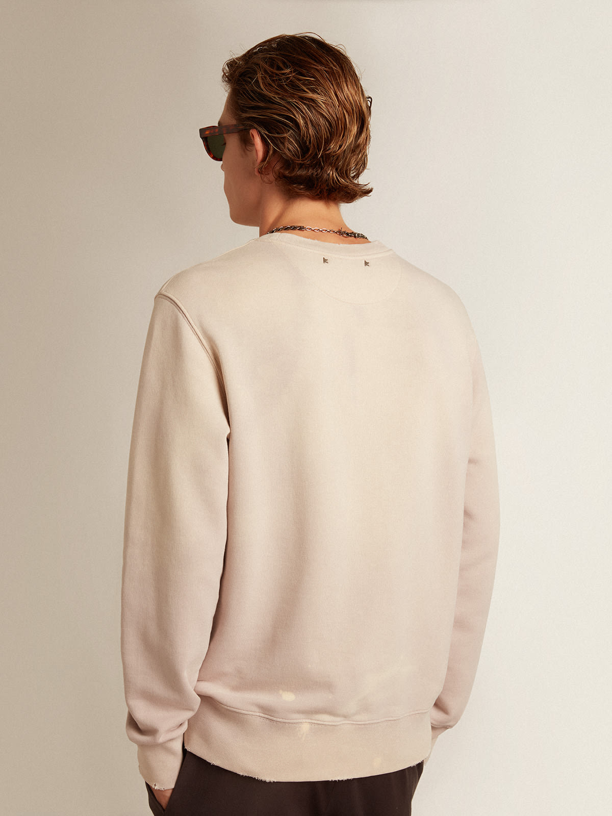 Golden Goose - Blassrosa Sweatshirt mit Distressed-Finish in 