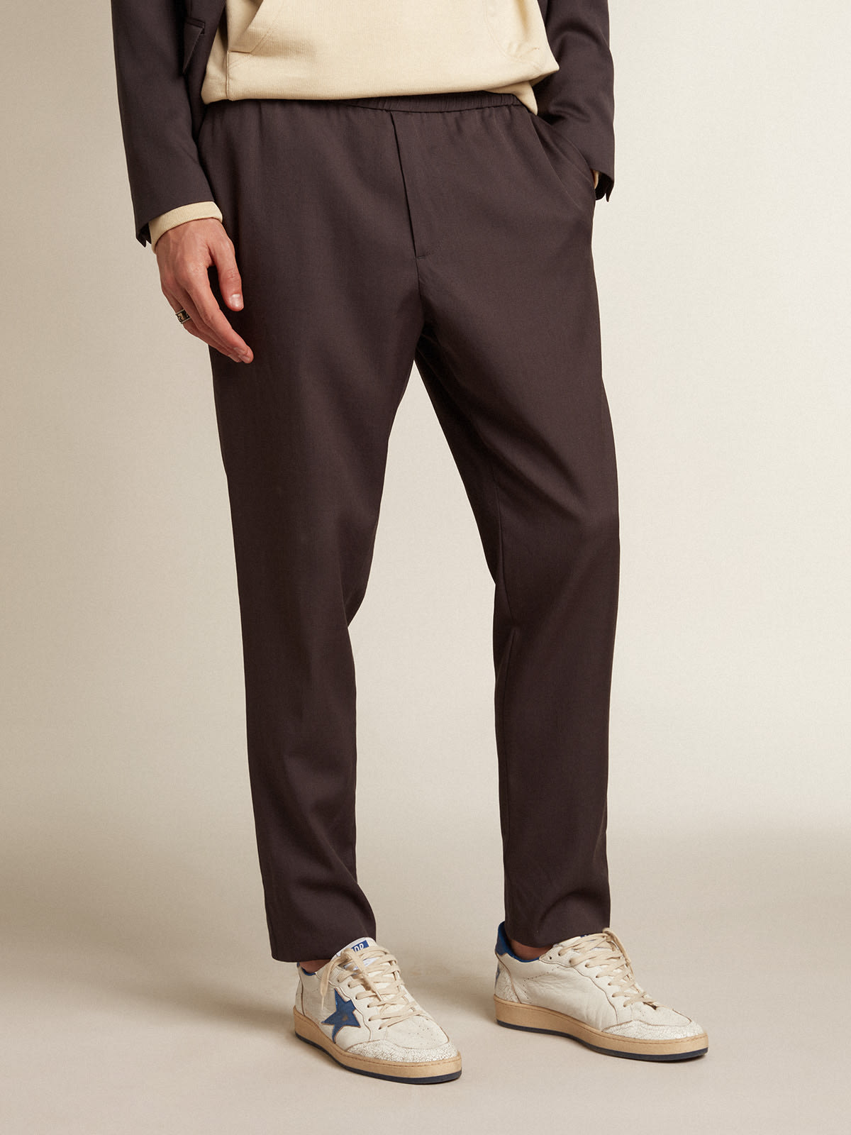 Golden Goose - Pantalón jogger de color gris hierro en lana in 