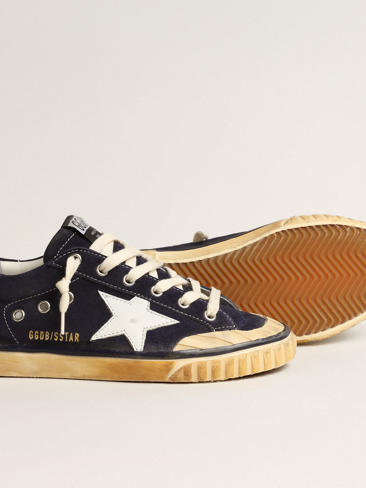 Golden Goose - Men’s Super-Star Penstar LTD in blue suede with white star in 