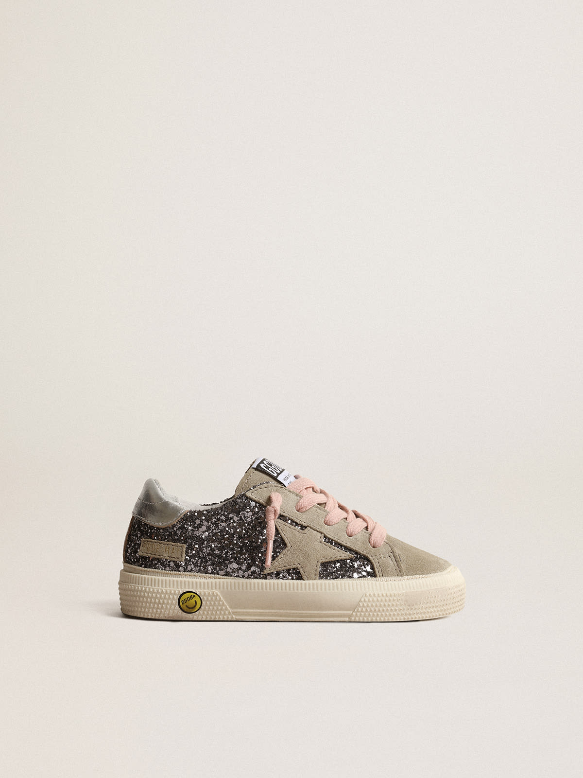 Golden Goose - May Junior in anthracite-gray glitter with dove-gray suede star in 