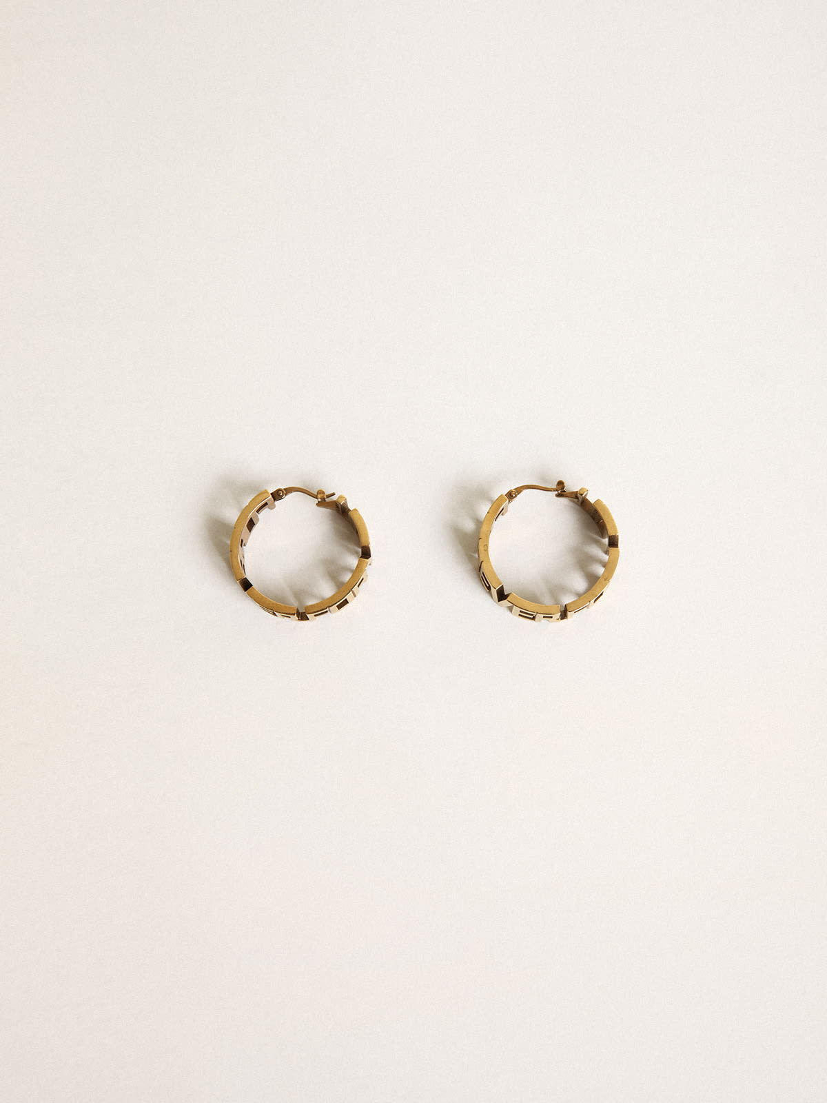 Golden Goose - Hoop earrings in antique gold color with Forever For You lettering in 