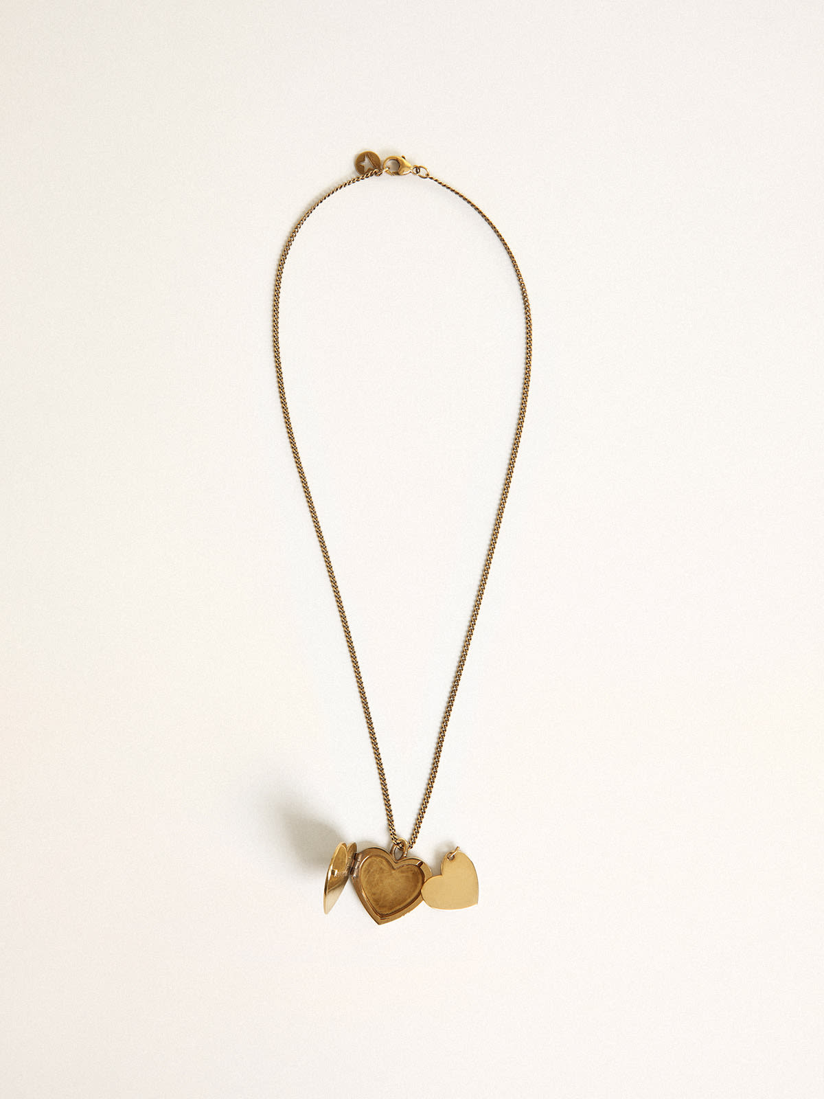 Necklace in antique gold color with heart charms