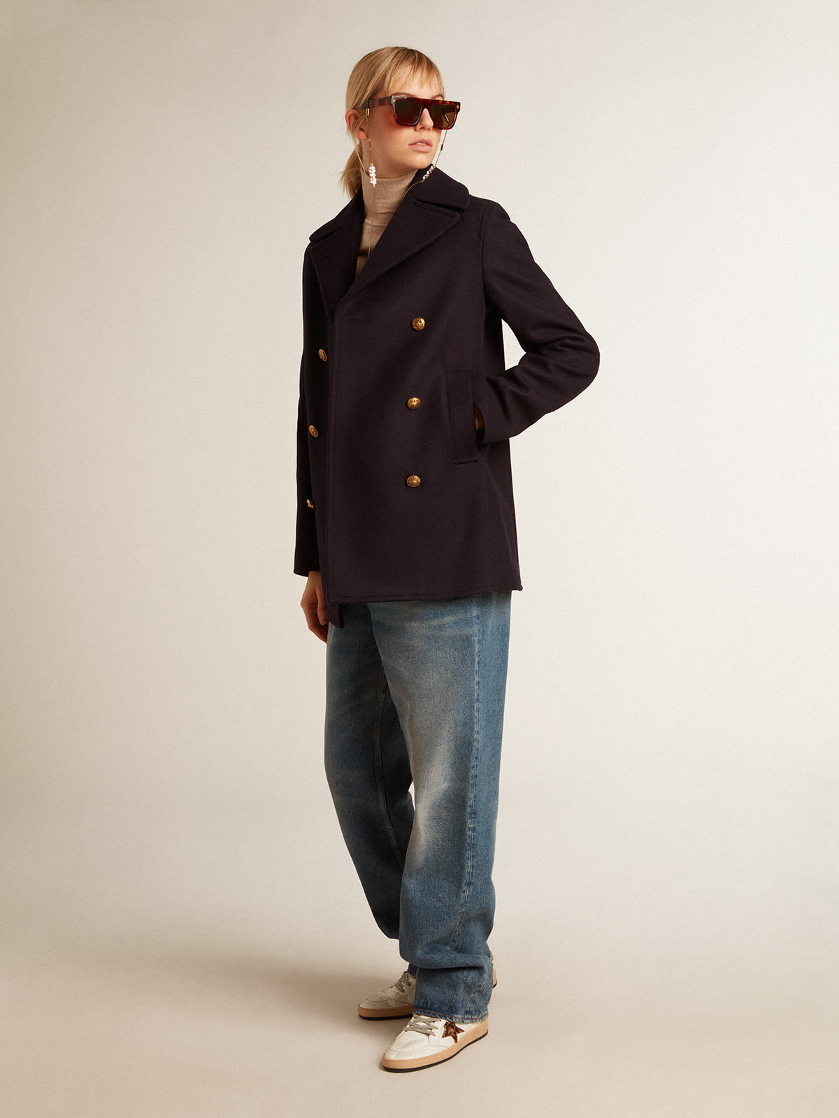 Navy peacoat sale gold buttons