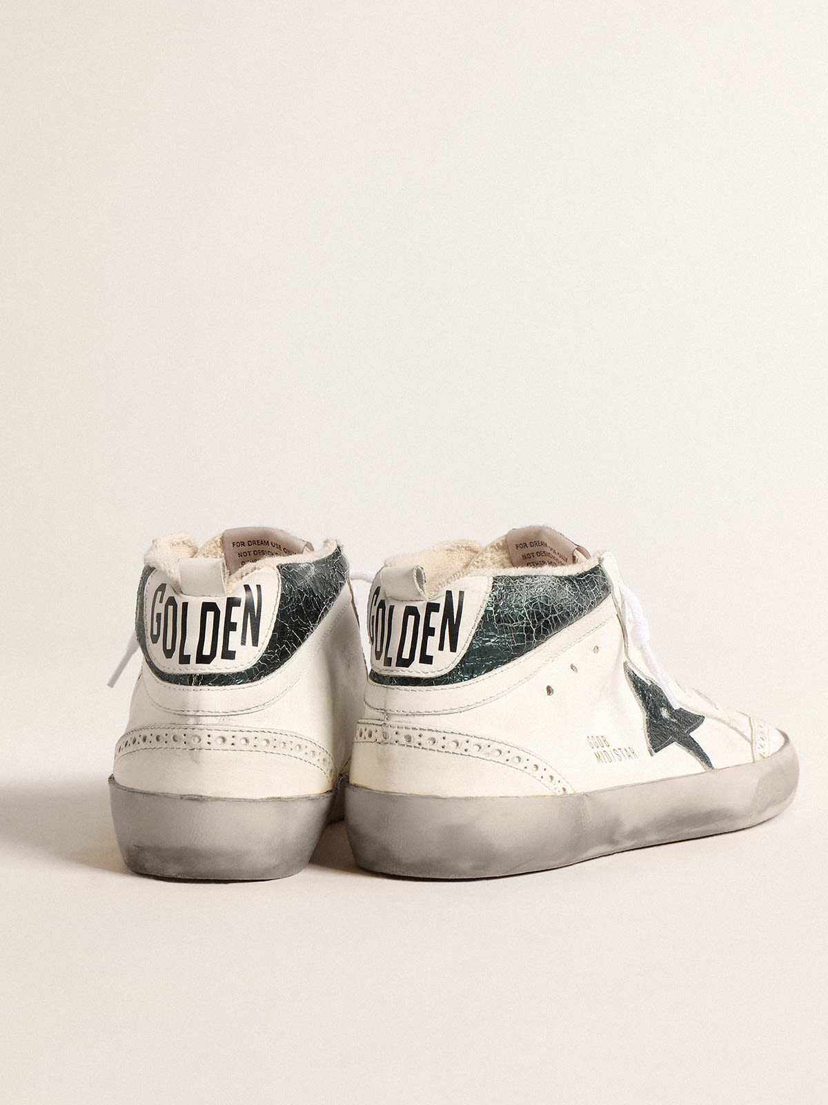 Golden Goose - Mid Star with green metallic leather star and white flash in 
