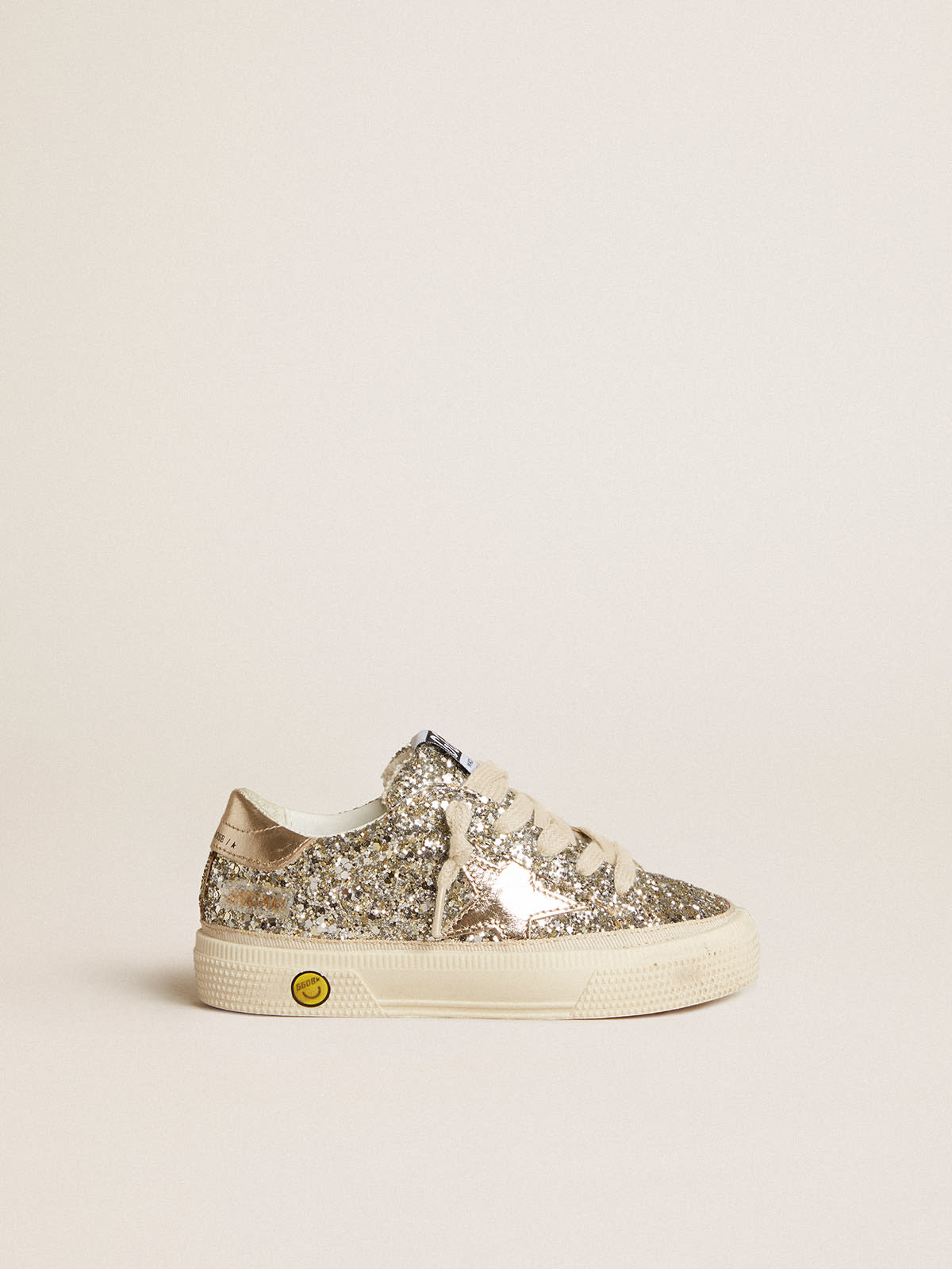 Ball Star Junior in glitter with ice-gray suede inserts