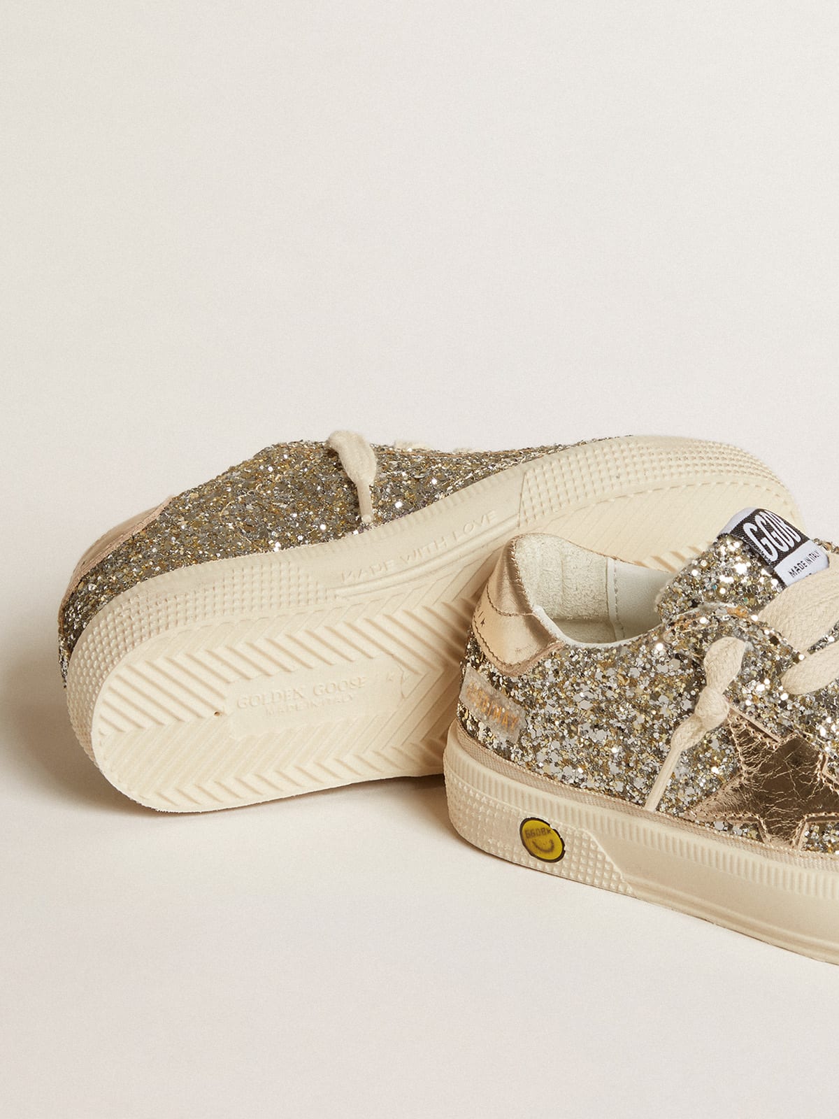 Golden Goose - May Young in platinum glitter with metallic leather star and heel tab in 