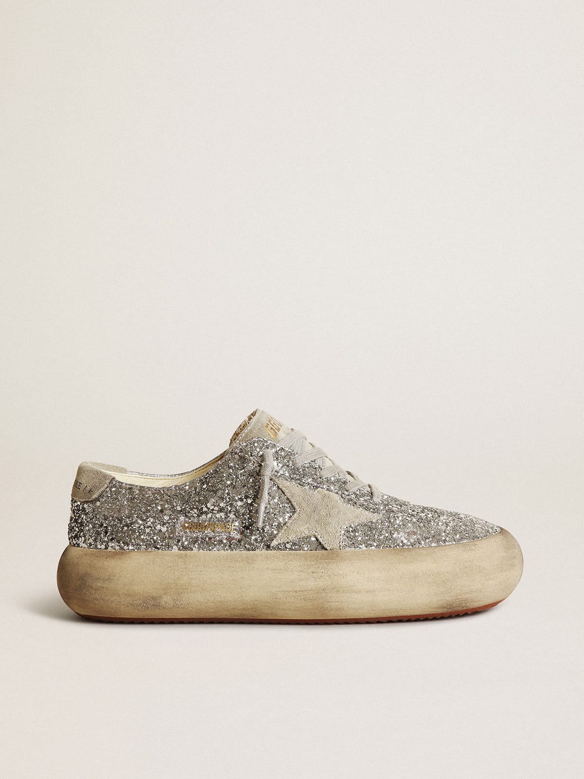 Golden Goose - Women's Space-Star in silver glitter with ice-gray star in 