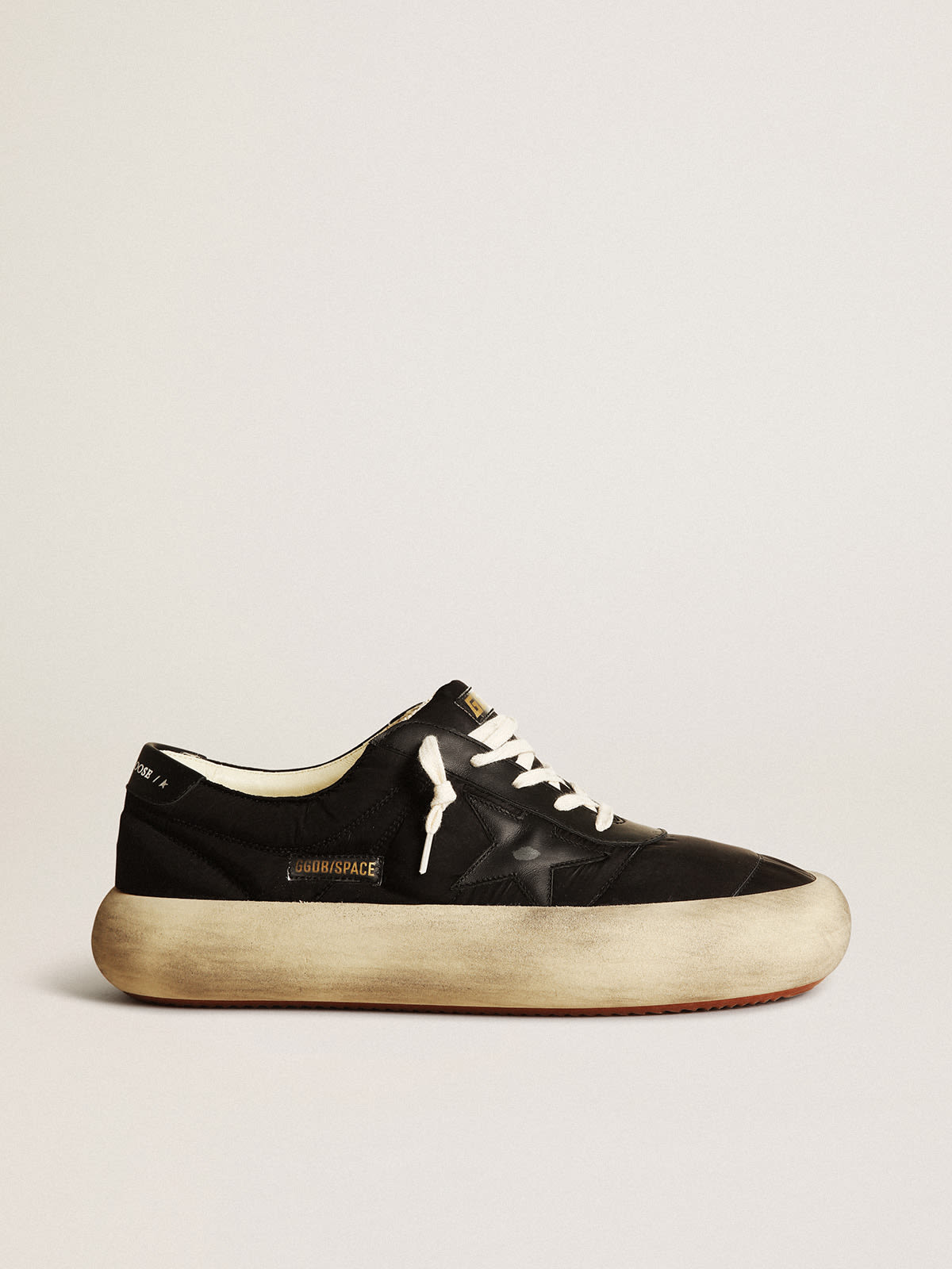 Golden Goose - Men’s Space-Star in nylon with black leather star and heel tab in 