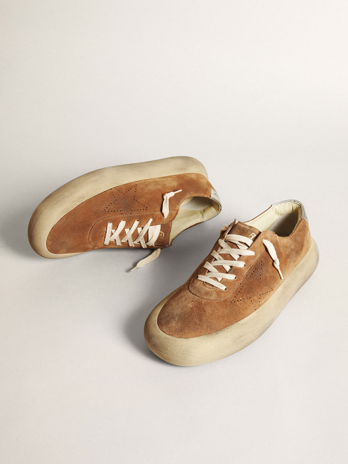 Golden Goose - Men's Space-Star in tobacco-colored suede with perforated star in 