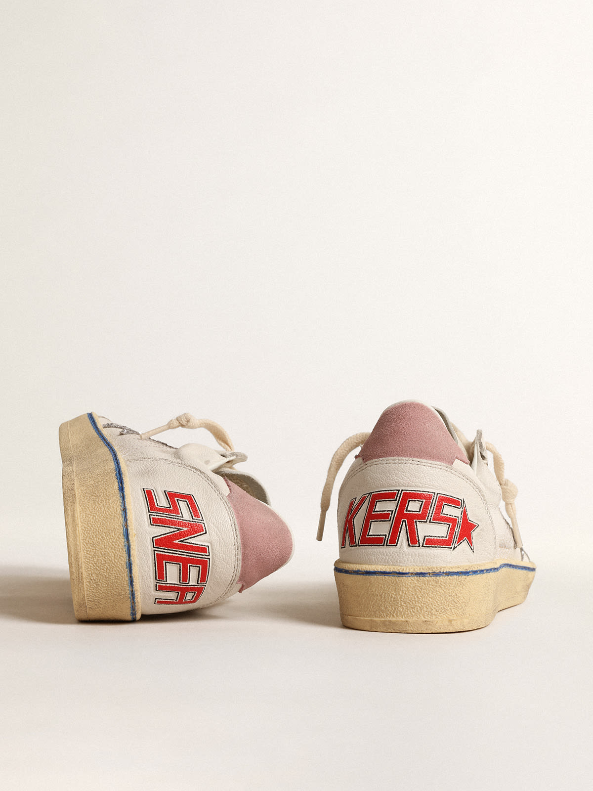 Ball Star LTD with glitter star and pink suede heel tab | Golden Goose