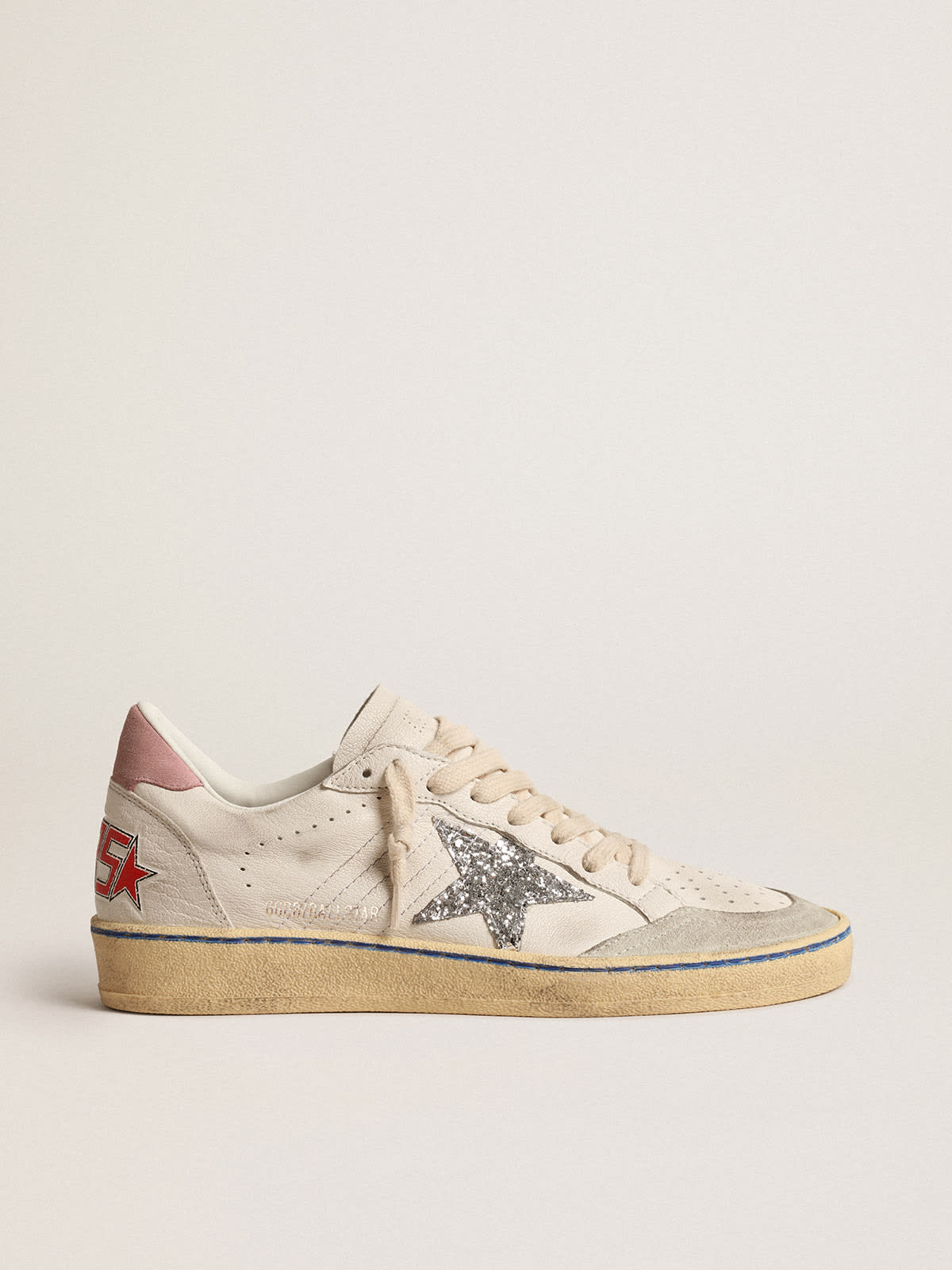 Ball Star LTD with glitter star and pink suede heel tab | Golden Goose