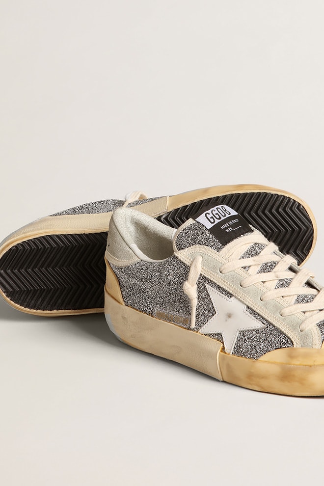 Golden Goose - Women’s Super-Star LAB with white star and Swarovski glitter upper in 