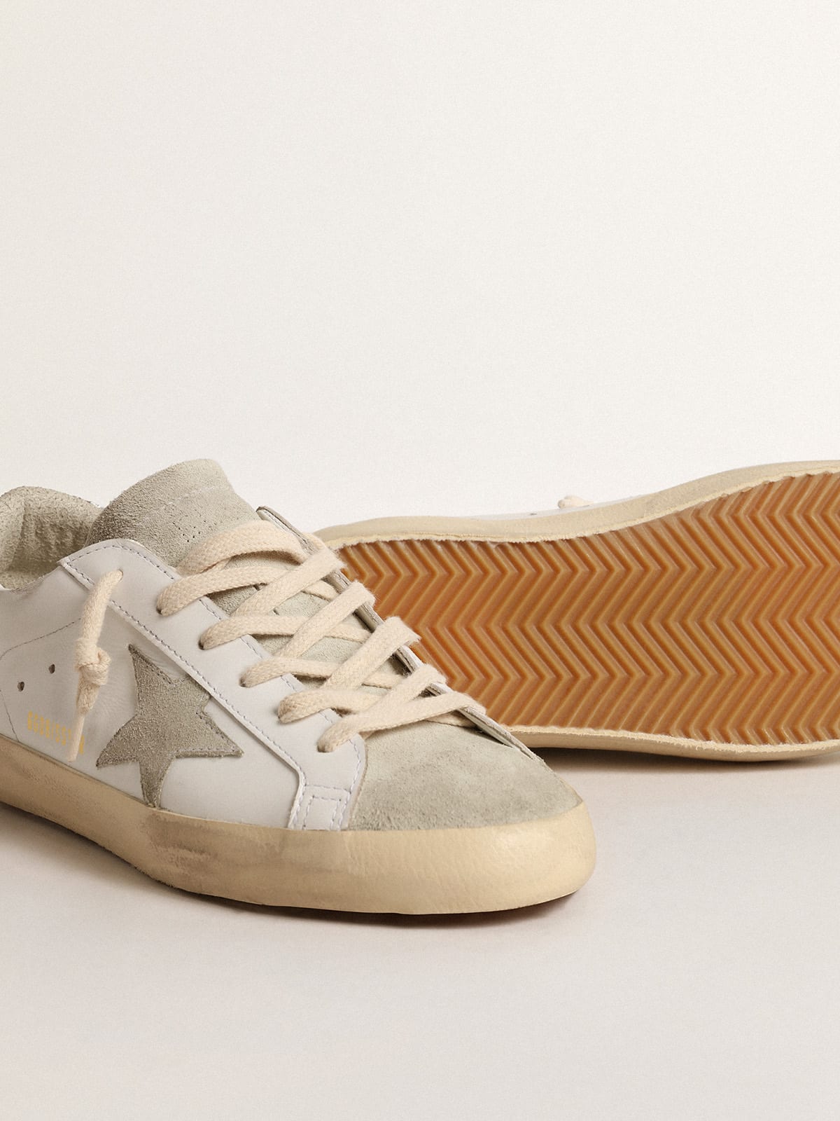 Golden Goose - Super-Star with gray star and silver glitter heel tab in 