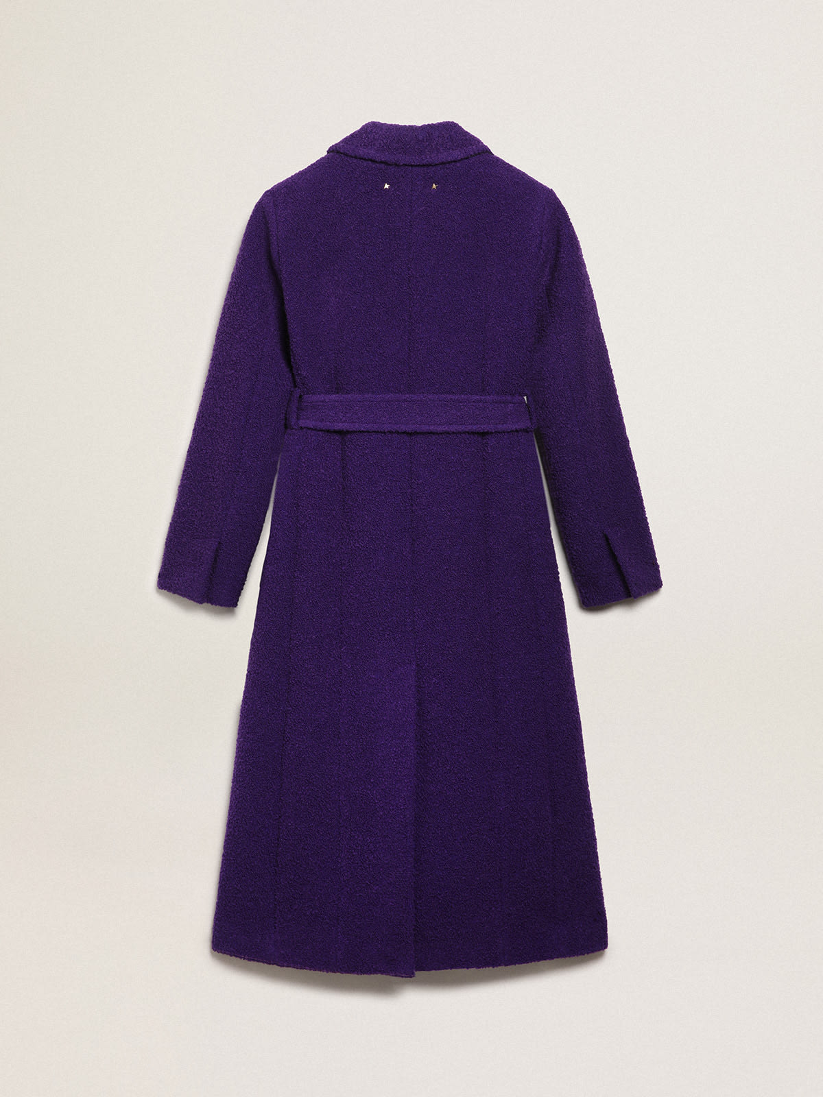 Women's coat in indigo purple wool with printed lining Golden Goose